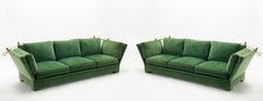 Pair of Large Neoclassical Maison Jansen Sofas Original Green Velvet, 1970s