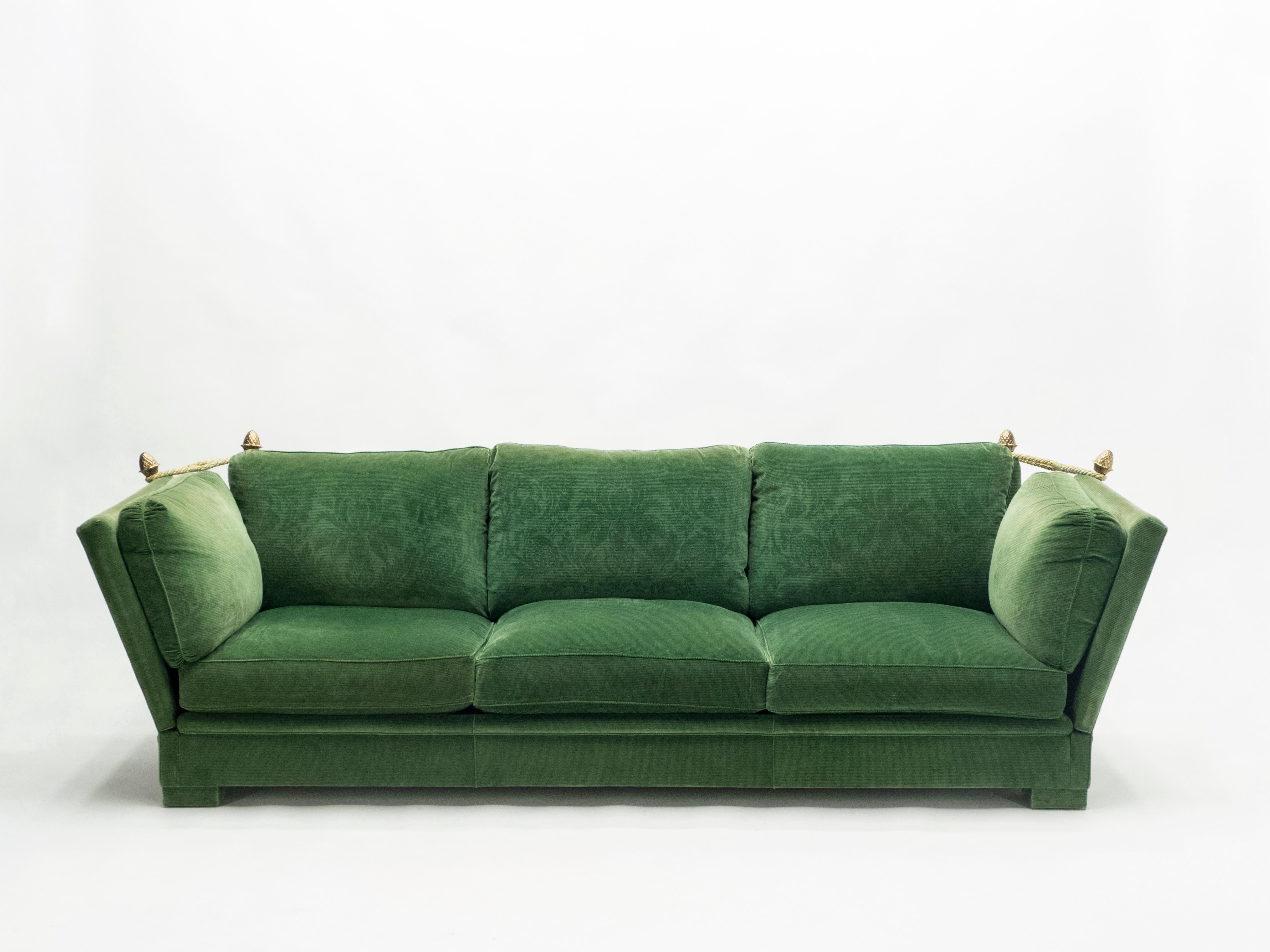 large green sofa