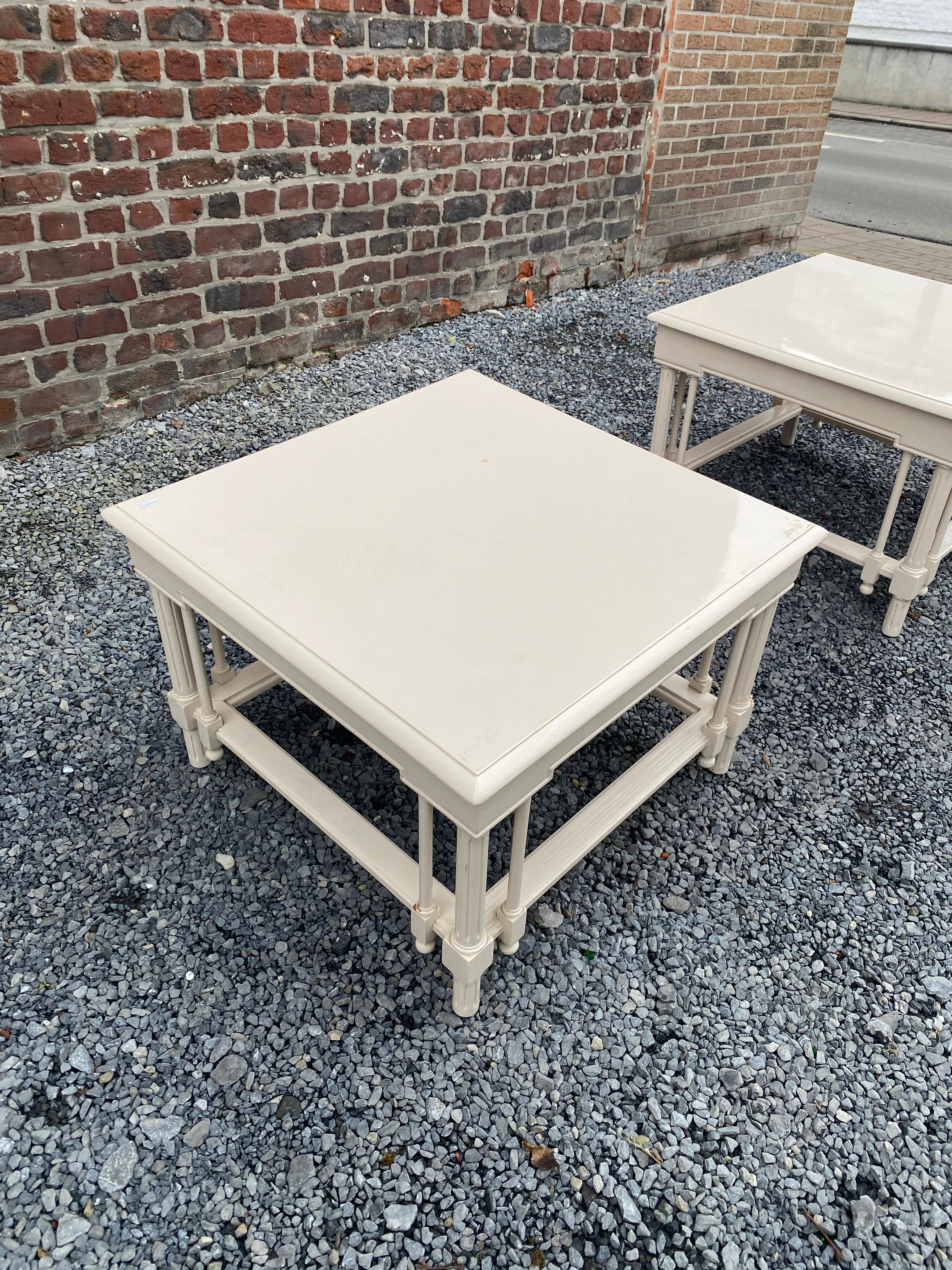pair of large neoclassical side tables in lacquered wood circa 1970 For Sale 5