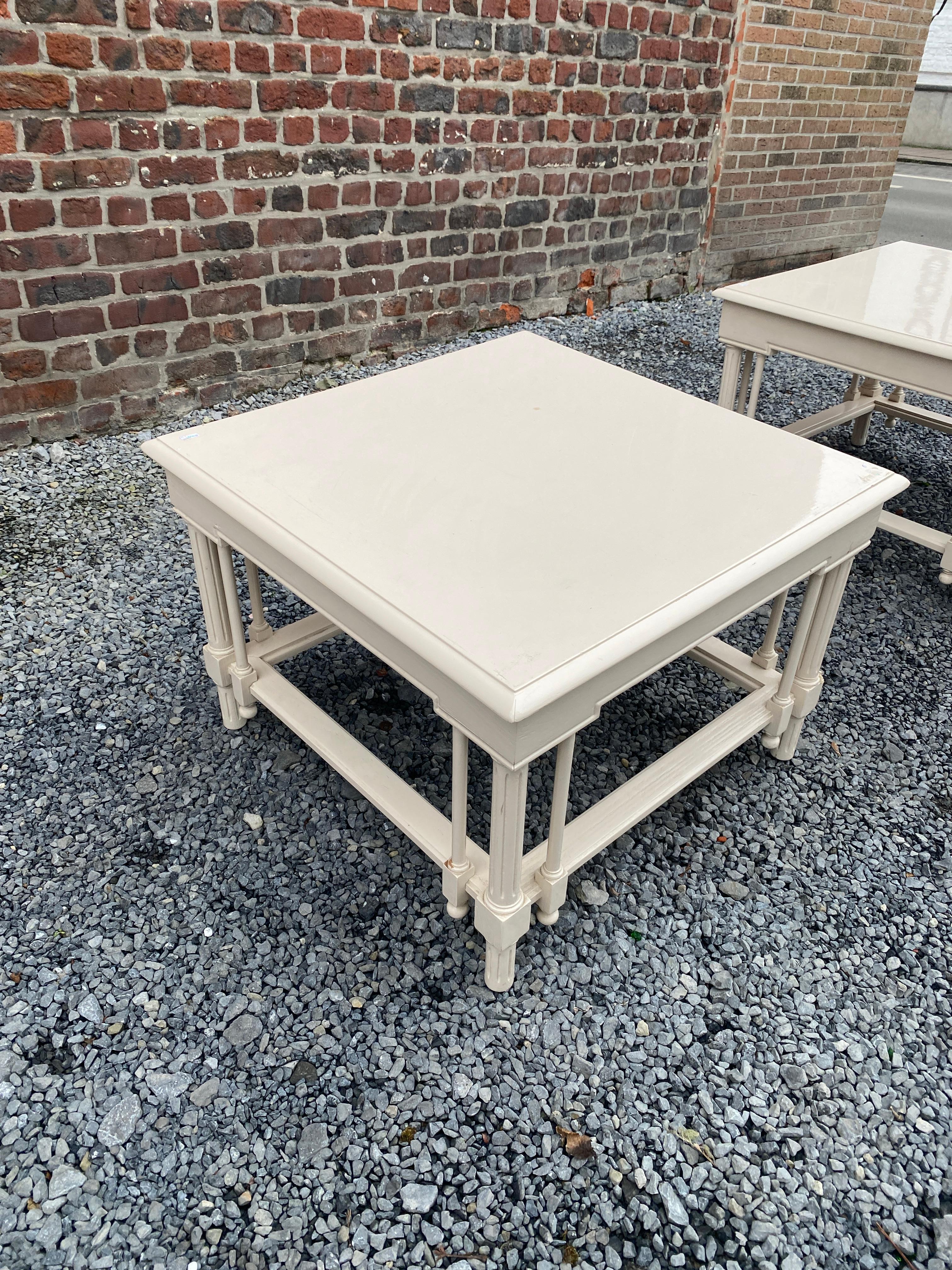 pair of large neoclassical side tables in lacquered wood circa 1970
price is for two