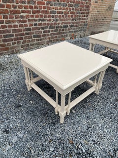 pair of large neoclassical side tables in lacquered wood circa 1970