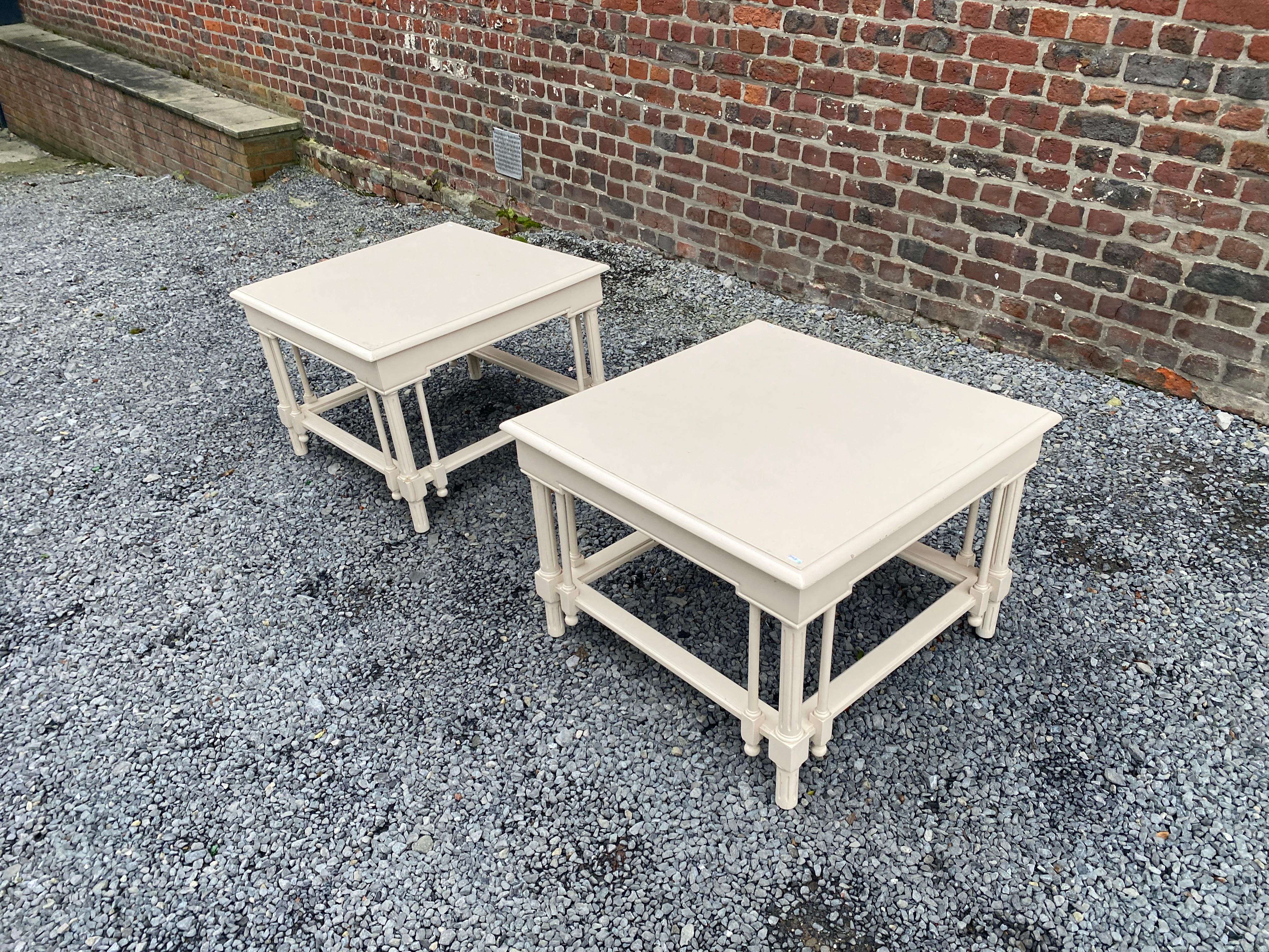 French pair of large neoclassical side tables in lacquered wood circa 1970 For Sale