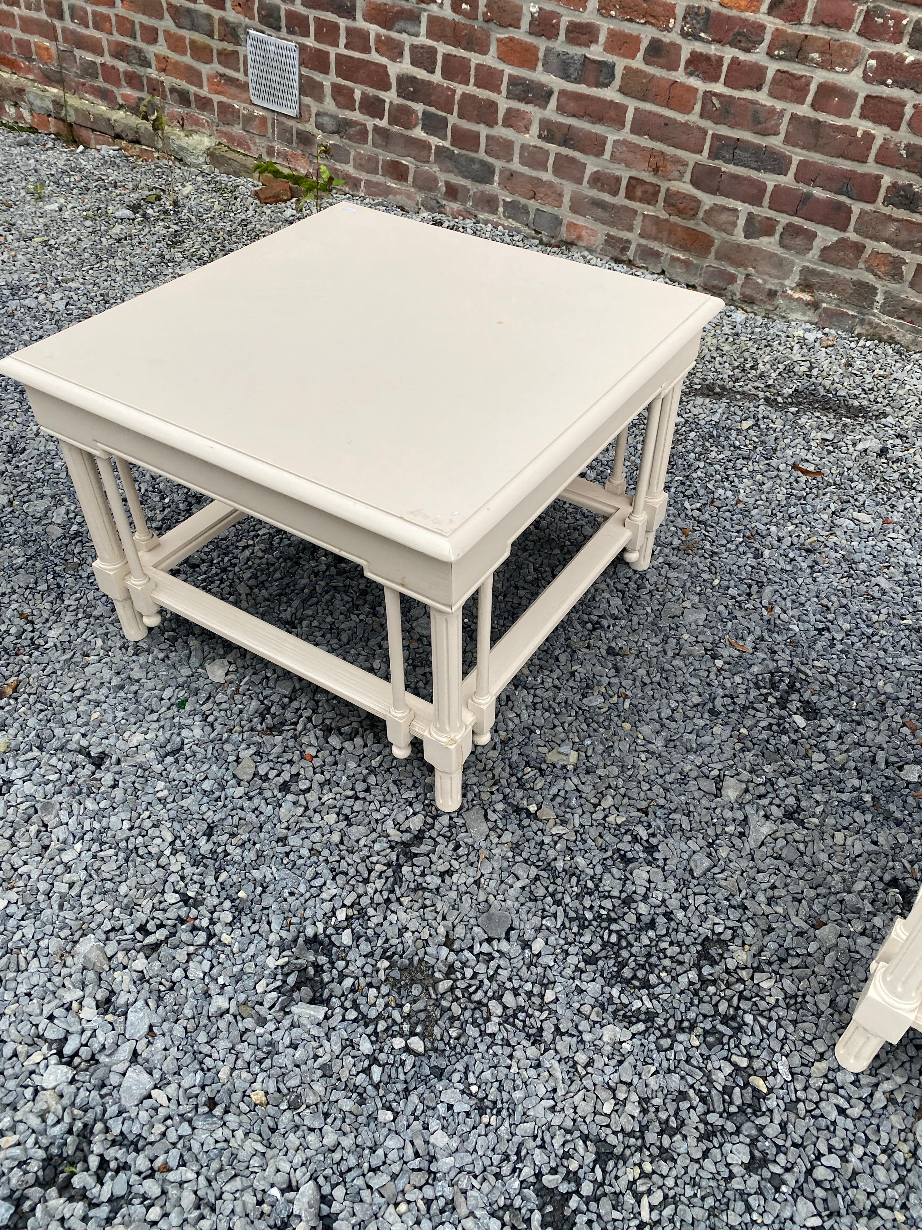 Beech pair of large neoclassical side tables in lacquered wood circa 1970 For Sale