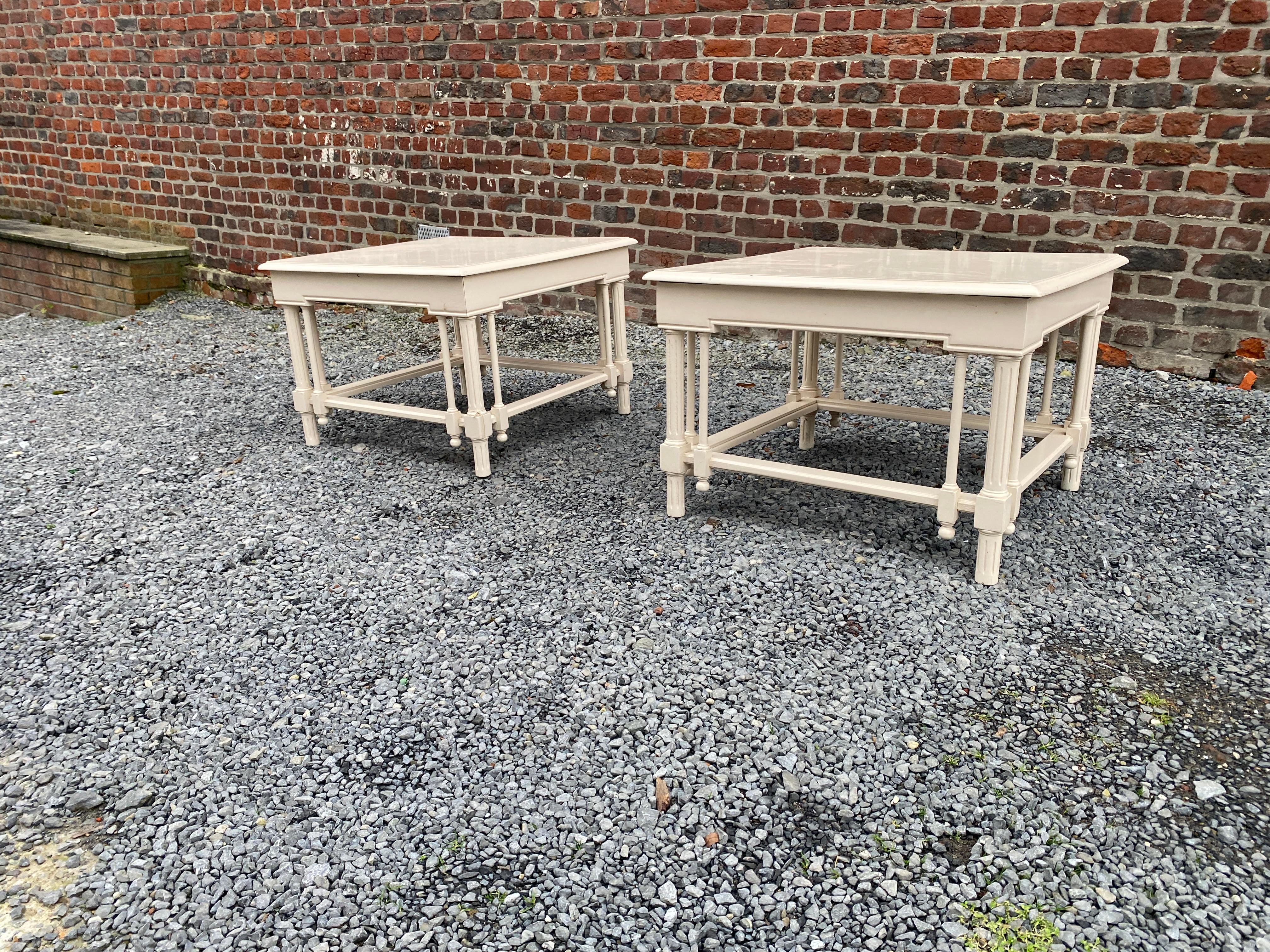 pair of large neoclassical side tables in lacquered wood circa 1970 For Sale 1