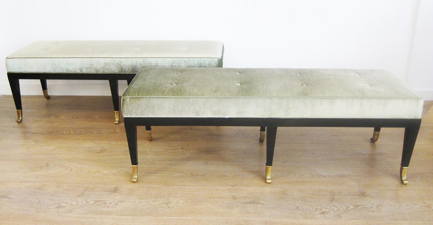 Pair of Large Neoclassical Style Upholstered Benches 3