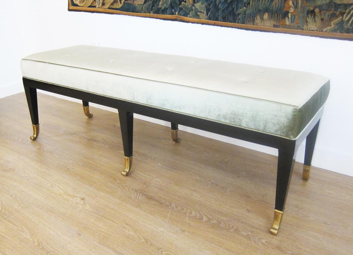 American Pair of Large Neoclassical Style Upholstered Benches