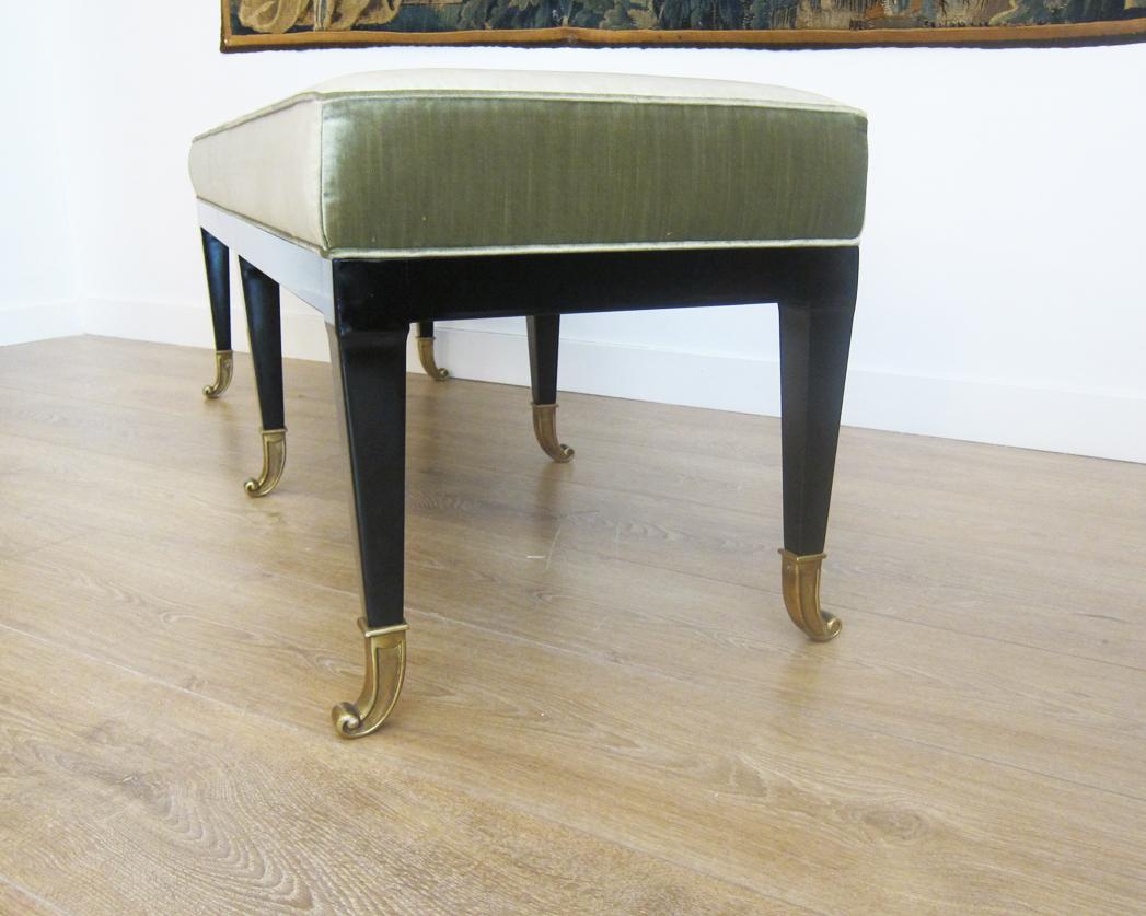 Lacquered Pair of Large Neoclassical Style Upholstered Benches