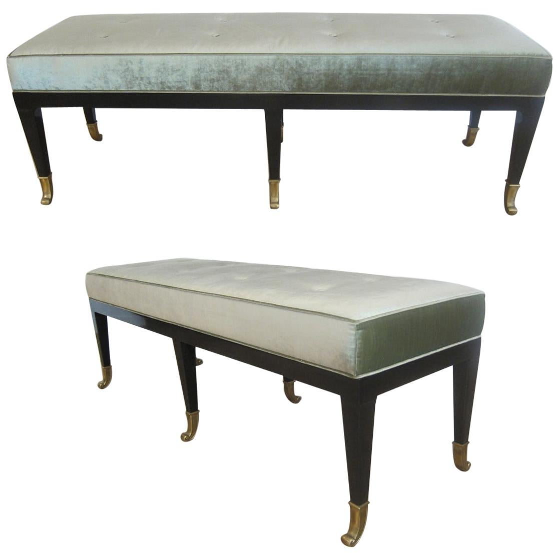 Pair of Large Neoclassical Style Upholstered Benches