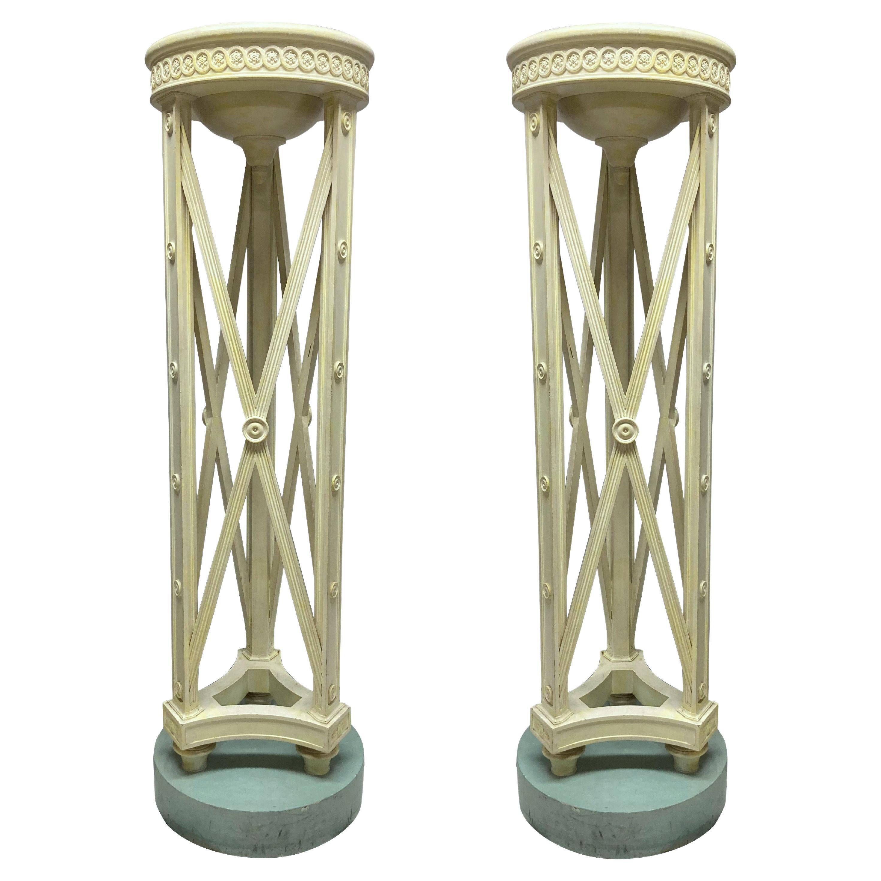 Pair Of Large NeoClassical Torchere Uplighters For Sale