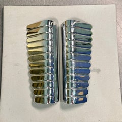 Pair of Large Nickel Plated Brass Door Pulls