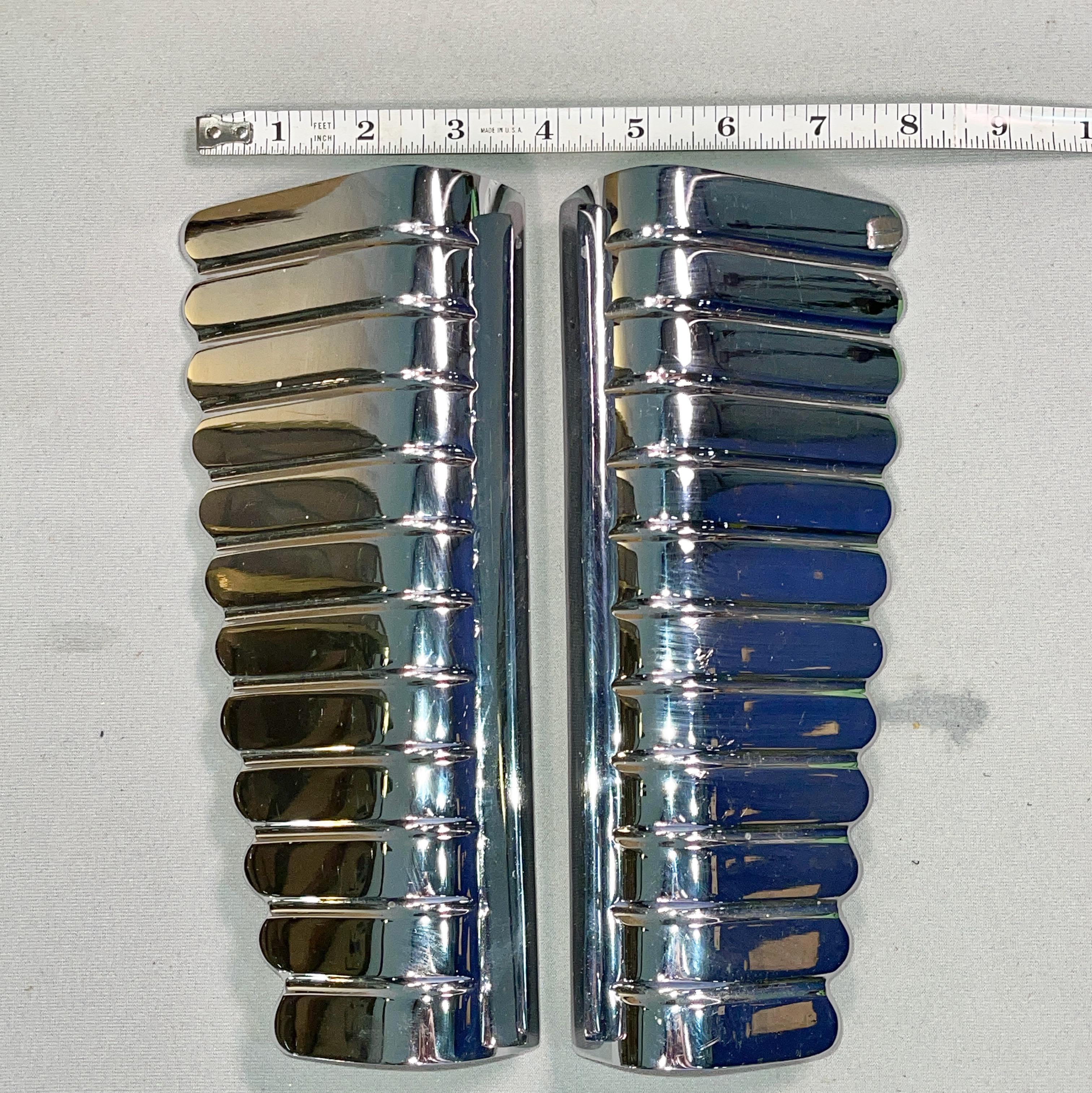 Pair of Large Nickel Plated Brass Door Pulls In Good Condition For Sale In Hanover, MA