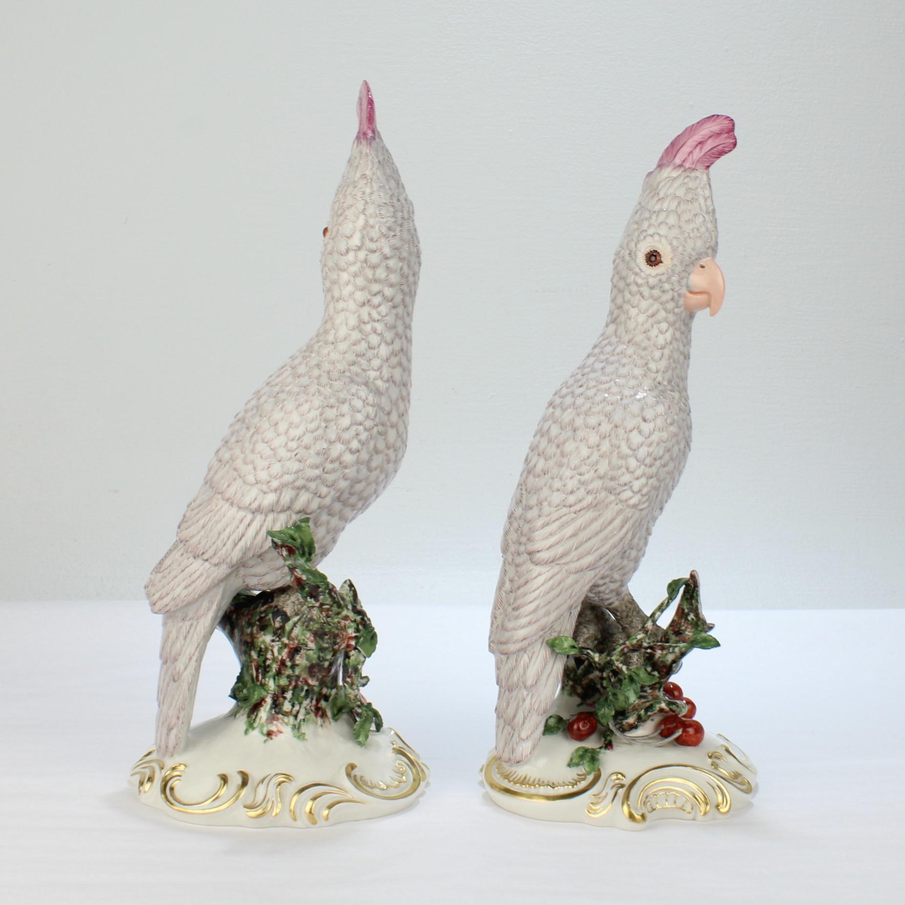 Mid-Century Modern Pair of Large Nymphenburg Porcelain Cockatoo or Kakadu Figurines