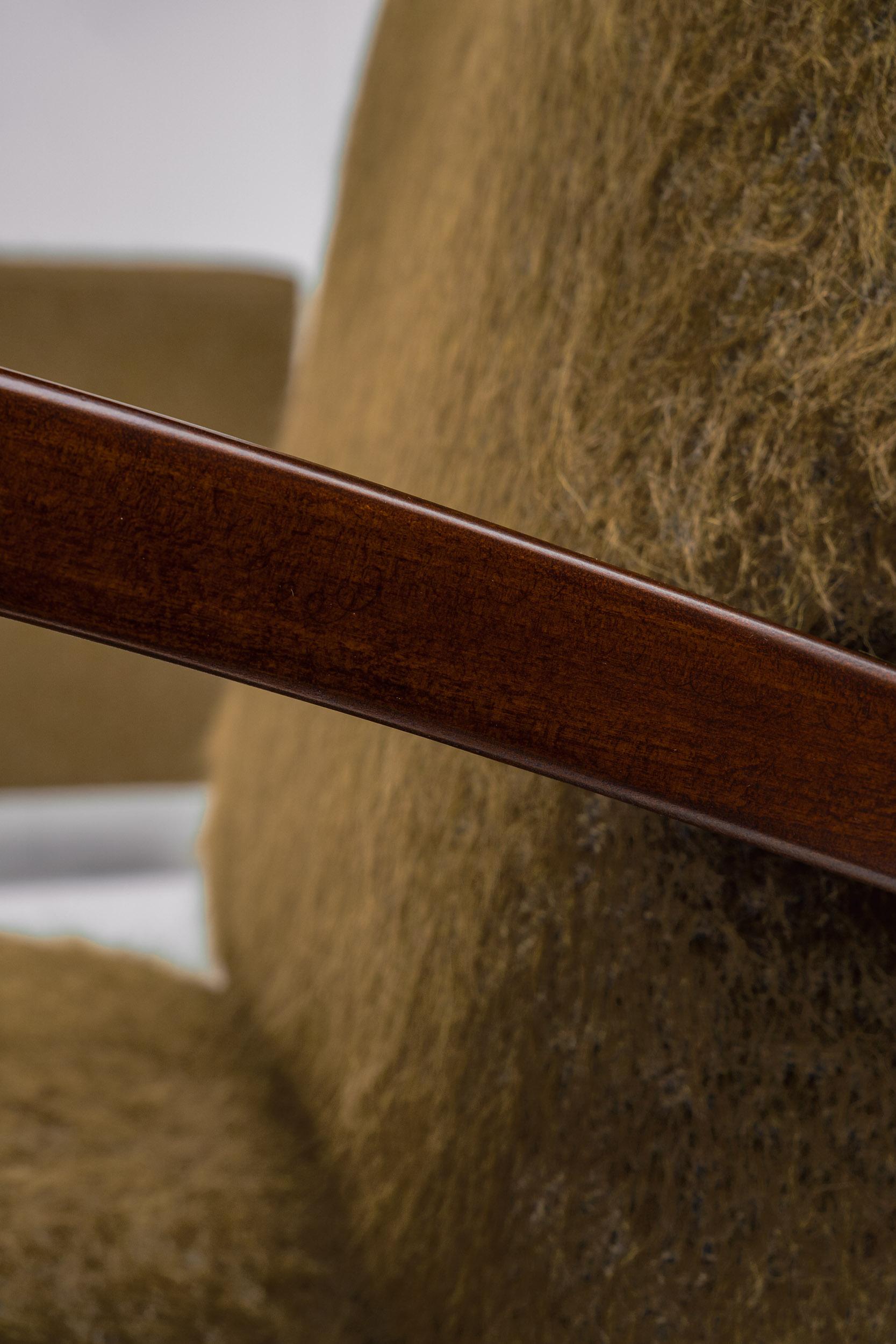 Coppia di grandi poltrone Art Déco in Oak in misto alpaca e mohair, Francia anni '40 5