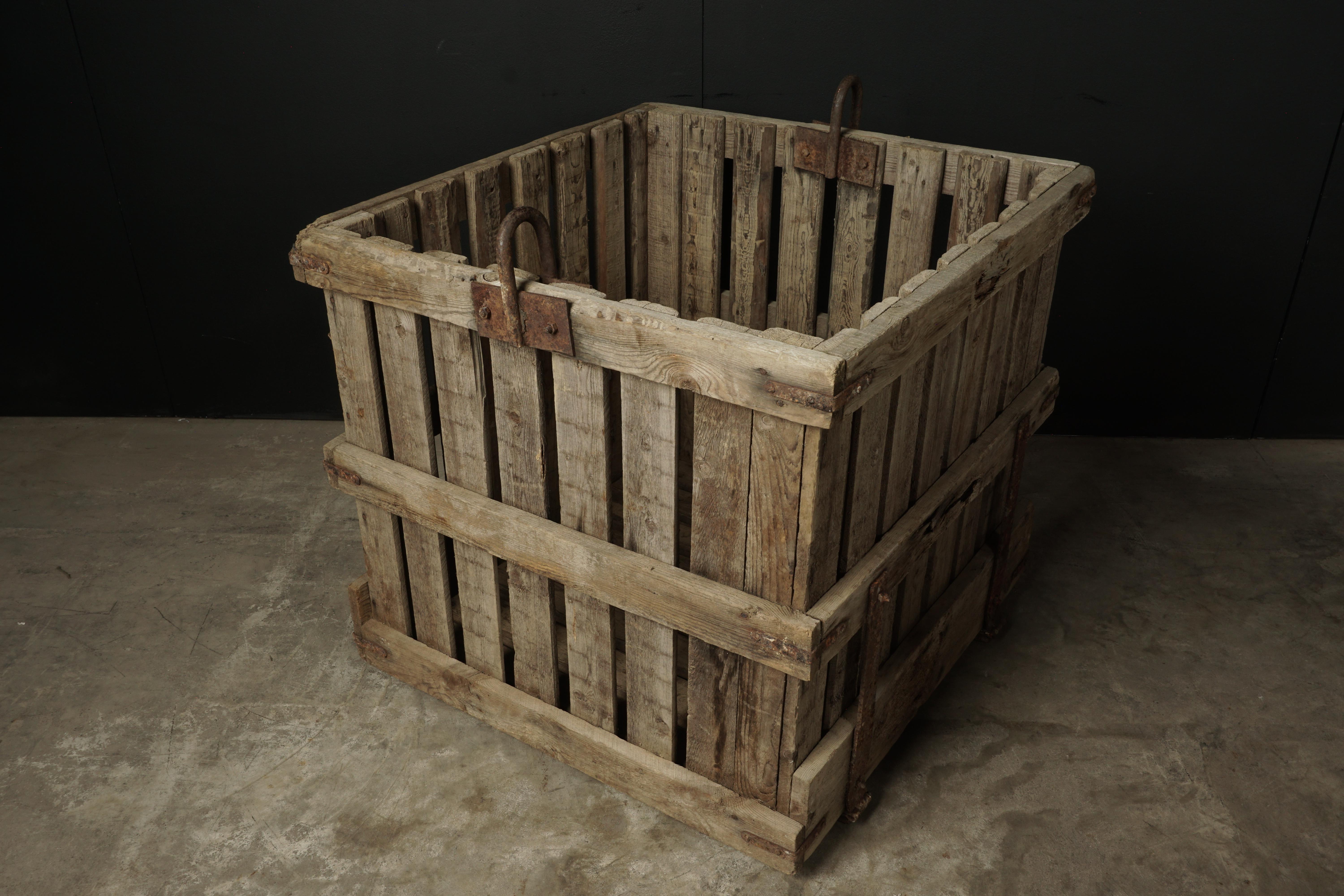 Mid-20th Century Large Pair of Oak Shipping Crates from France, circa 1940
