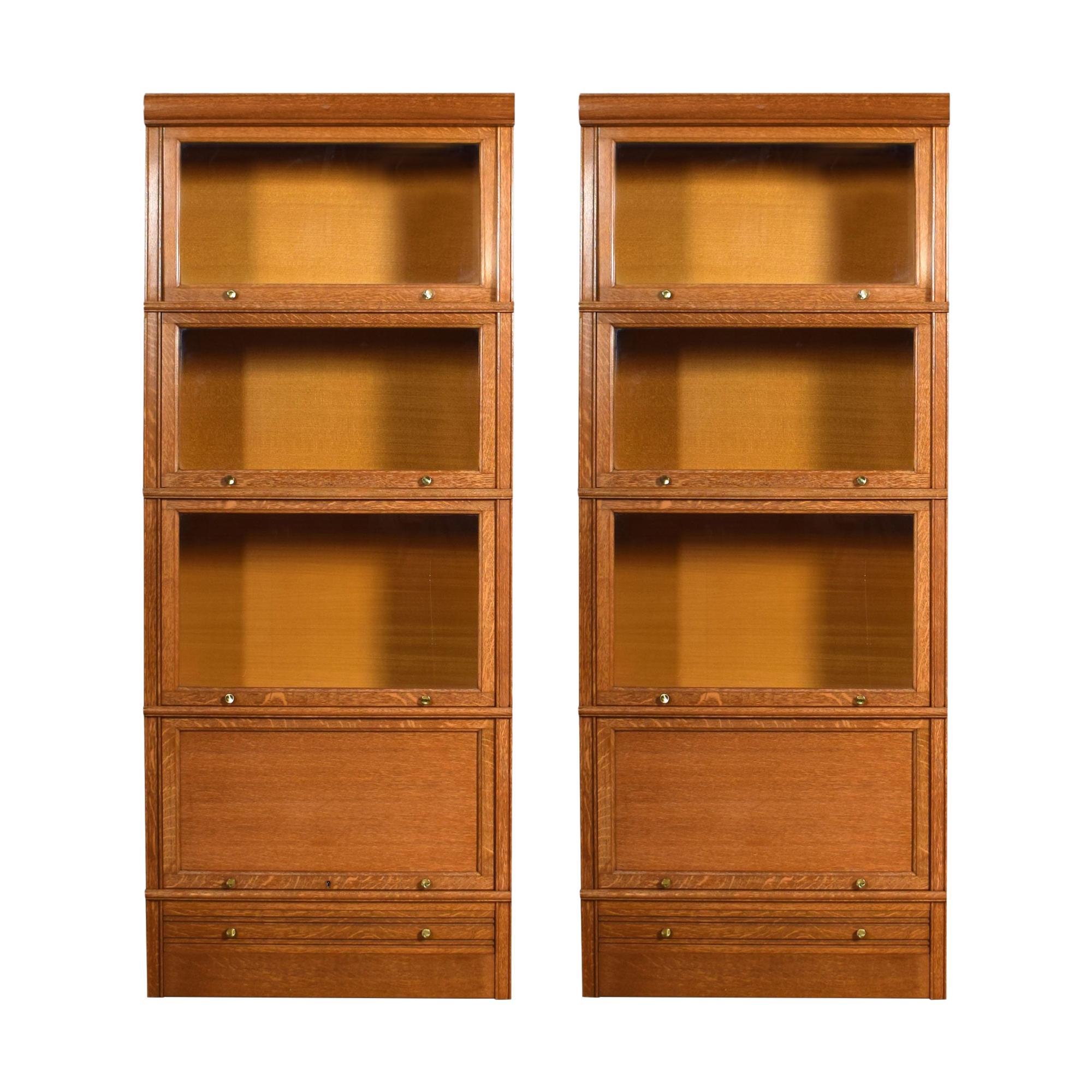 Pair of Large Oak Four Sectional Bookcases