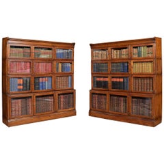 Pair of Large Oak Sectional Bookcases