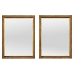 Paire de grands miroirs en bois de chêne avec remplissages dorés, vers 1890