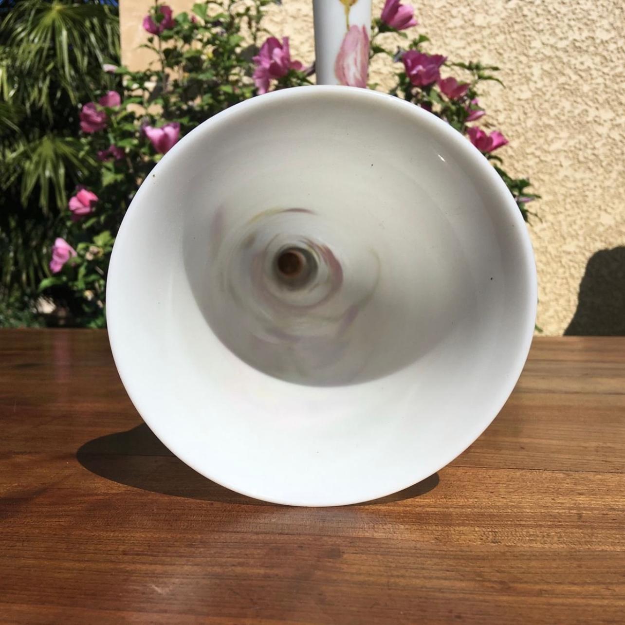 Paire de grands vases en opaline décorés d'iris, 20ème siècle en vente 6
