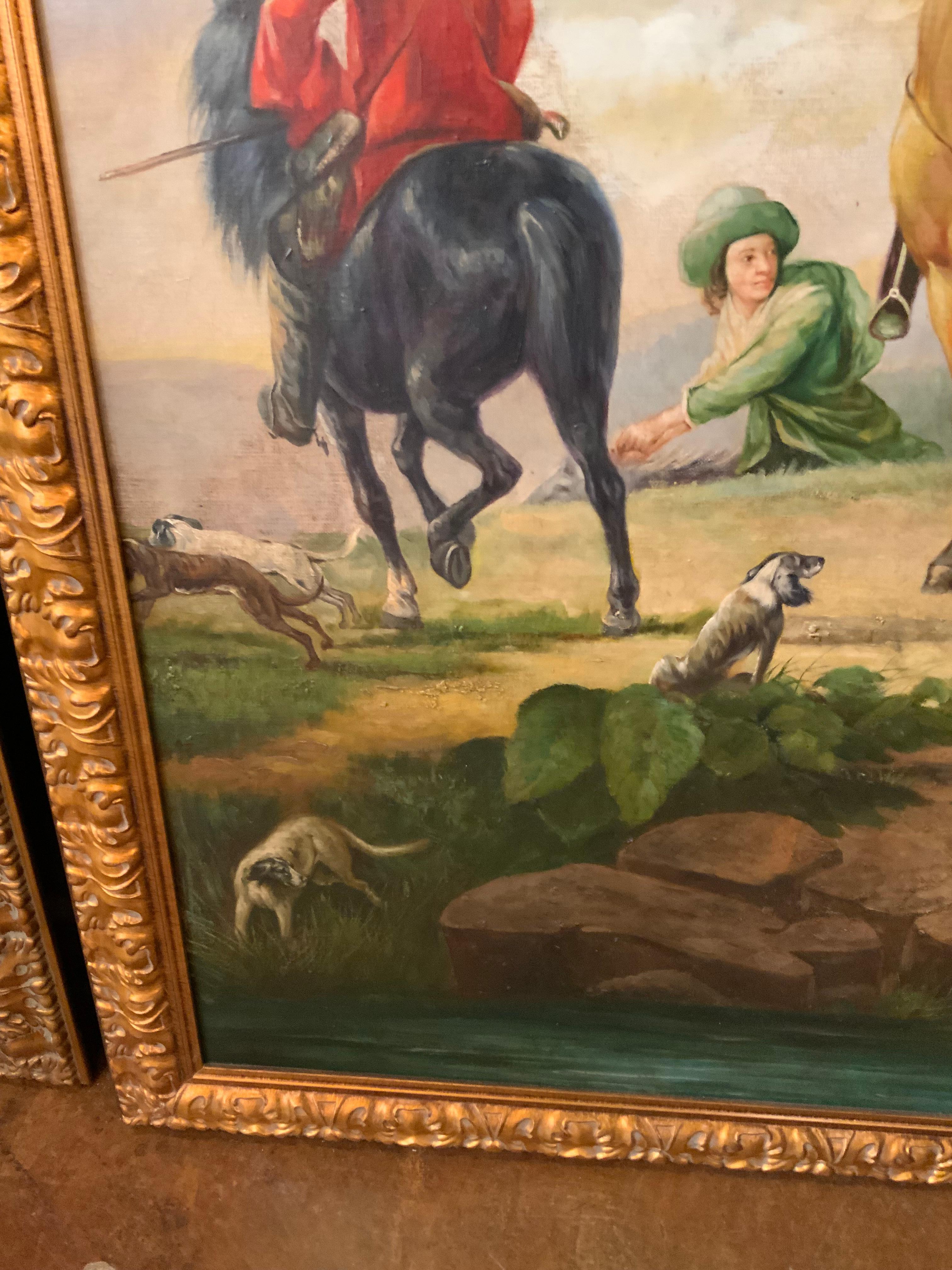 Pareja de grandes cuadros al óleo sobre lienzo de diseño neoclásico en Excelente estado para la venta en Houston, TX