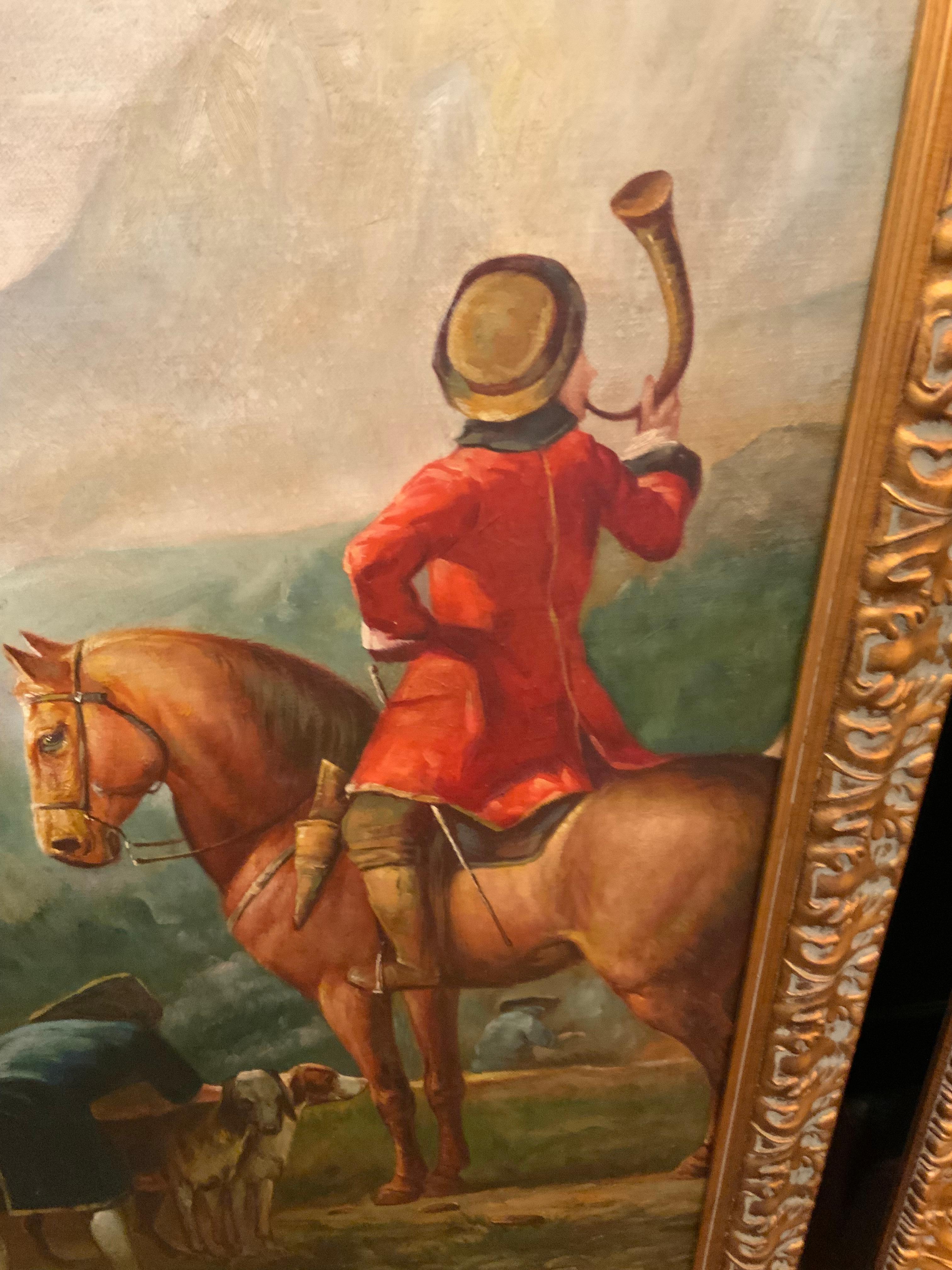 Pareja de grandes cuadros al óleo sobre lienzo de diseño neoclásico Pintura en venta