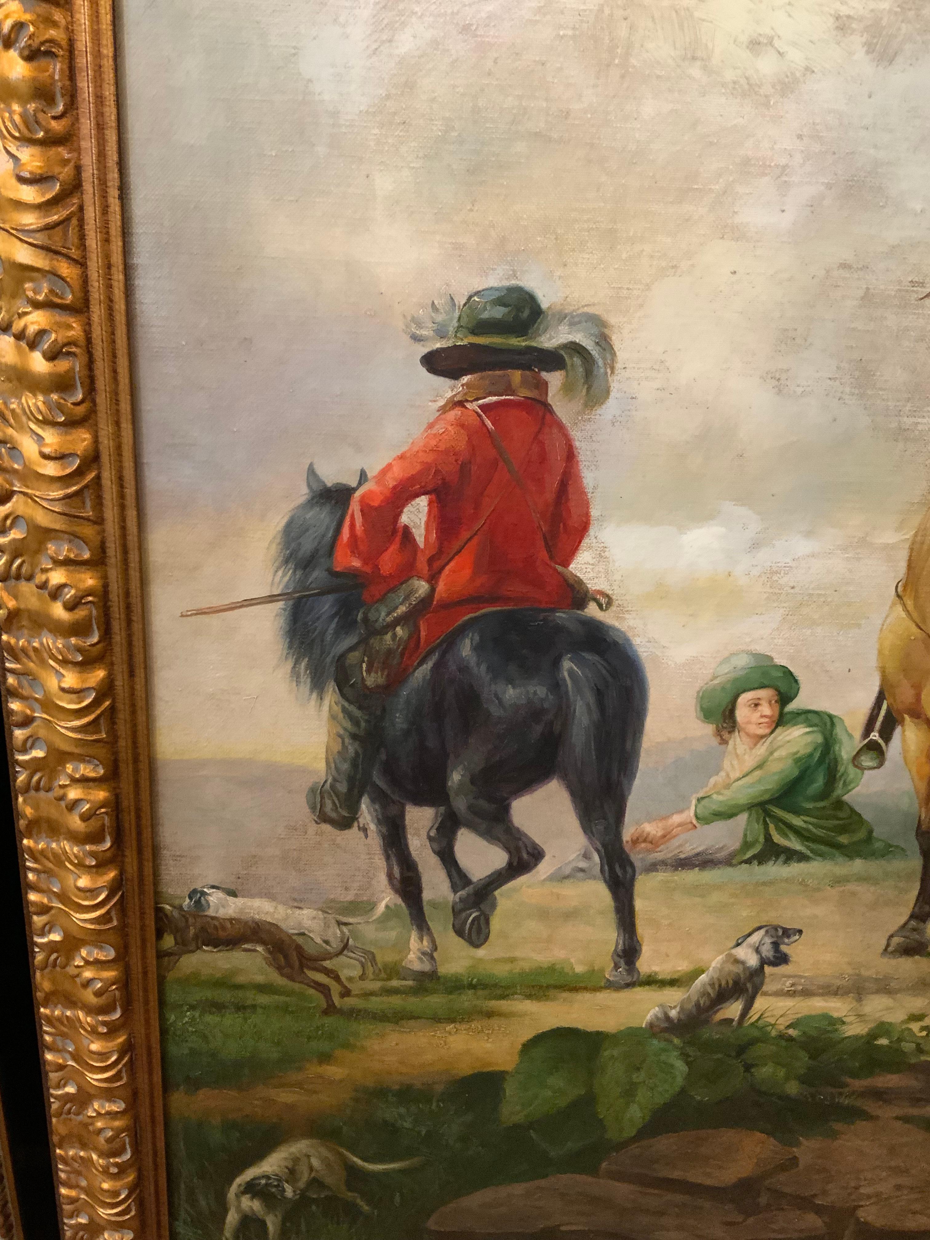 Pareja de grandes cuadros al óleo sobre lienzo de diseño neoclásico en venta 1