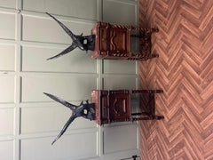 Pair of Large Old Iron Eagle Statues or Pillar Caps