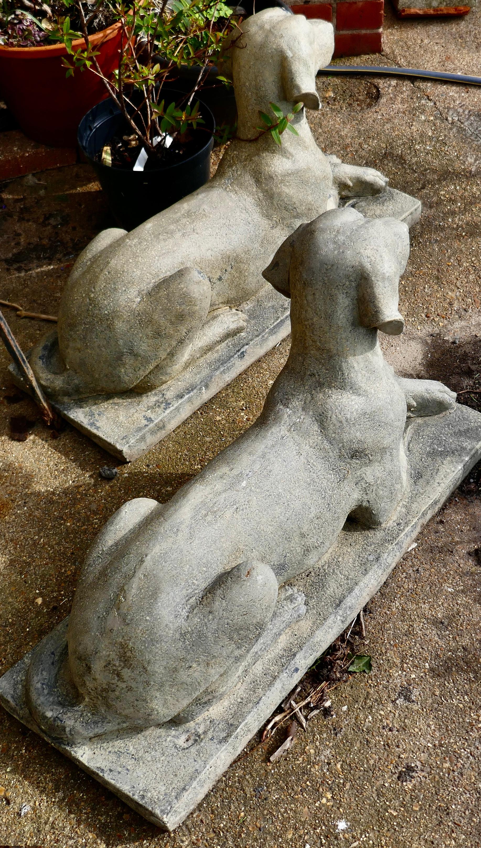 20th Century Pair of Large Old Weathered Labradors Statues
