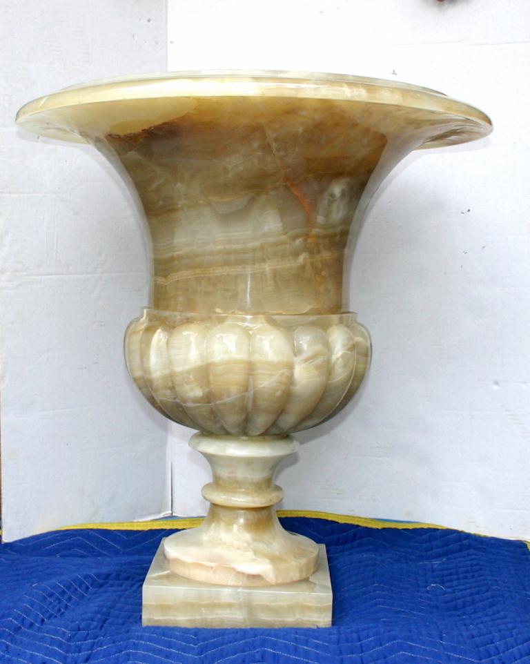 Mid-20th Century Pair of Large Onyx Urns For Sale
