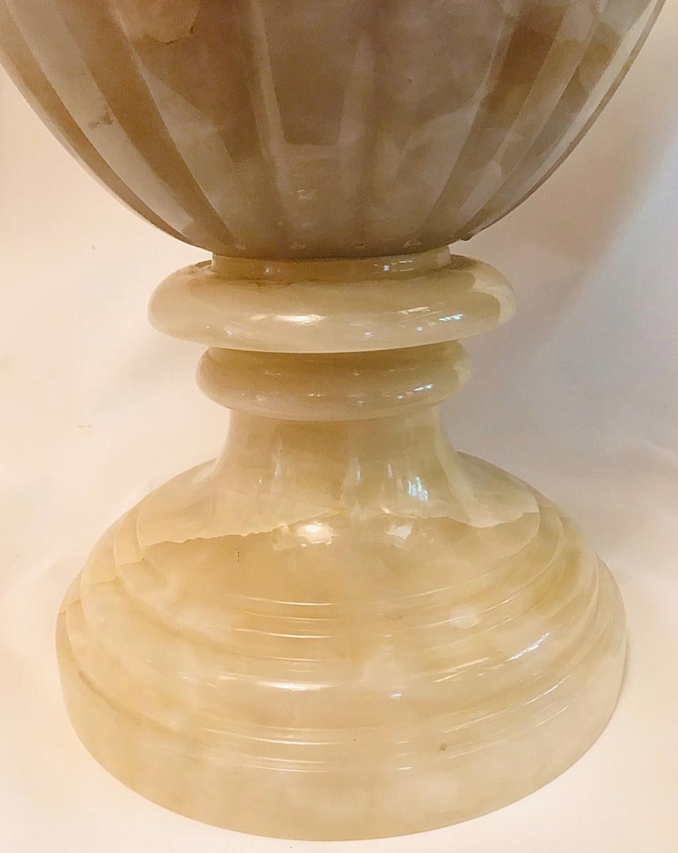 Mid-20th Century Pair of Large Onyx Urns