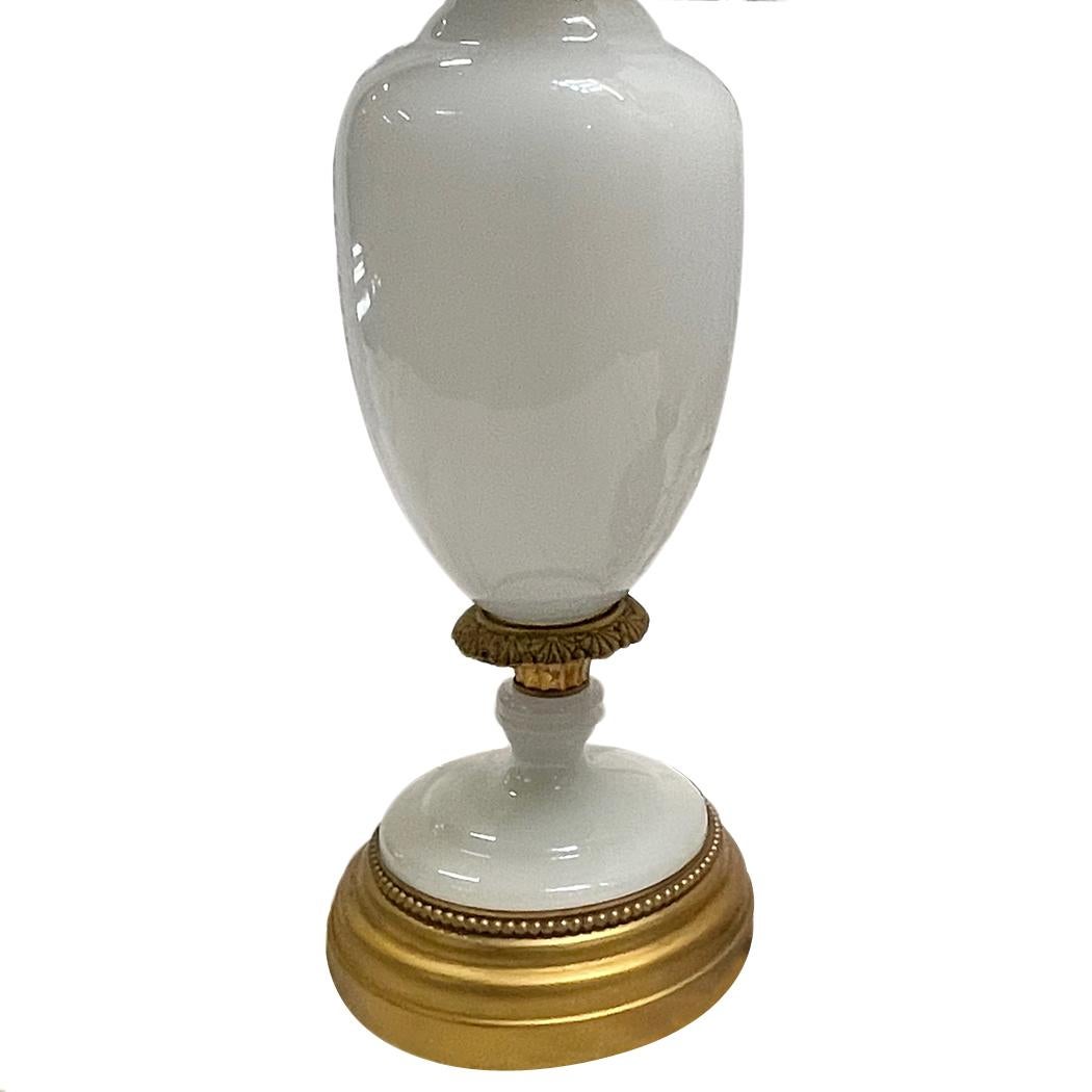 French Pair of Large Opaline Glass Table Lamps For Sale