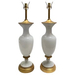 Pair of Large Opaline Glass Table Lamps
