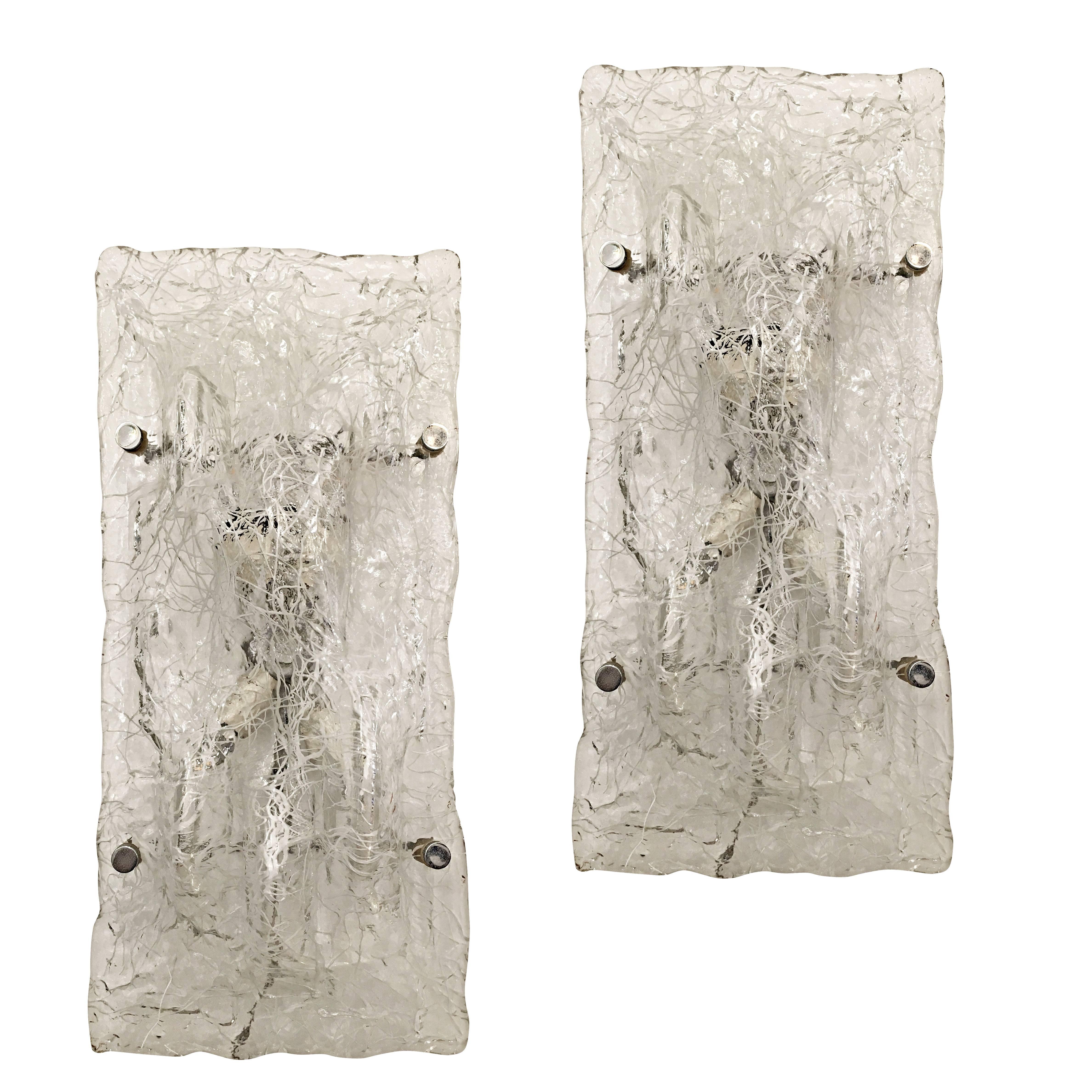 Pair of Large Organic Glass Wall or Ceiling Lights by Poliarte In Good Condition In New York, NY