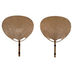 Pair of Large Organic Uchiwa Wall Sconces by Ingo Maurer, Germany, 1973
