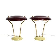 Pair of Large Original Italian Mid-Century Modern Table Lamps with Movable Shade