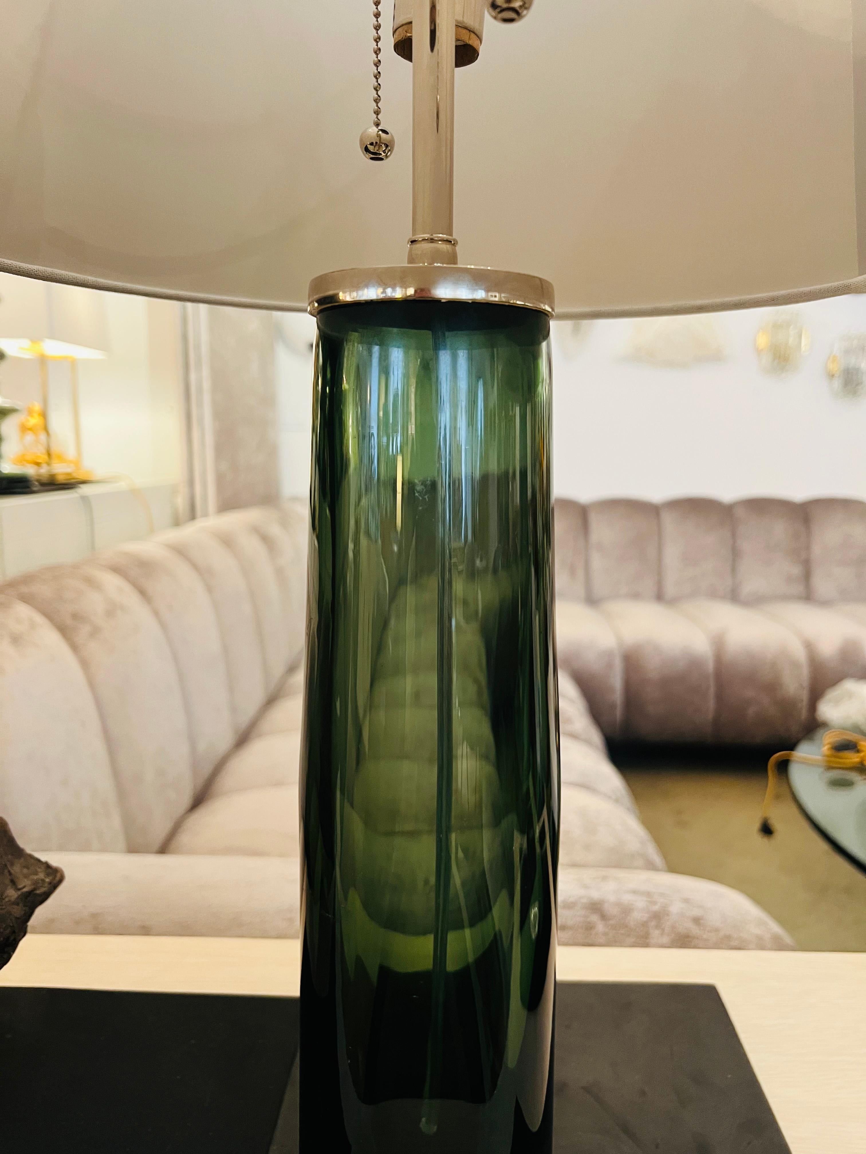 Pair of Large Orrefors Crystal 1950s Swedish Table Lamps Midcentury Fagerlund In Excellent Condition For Sale In New York, NY