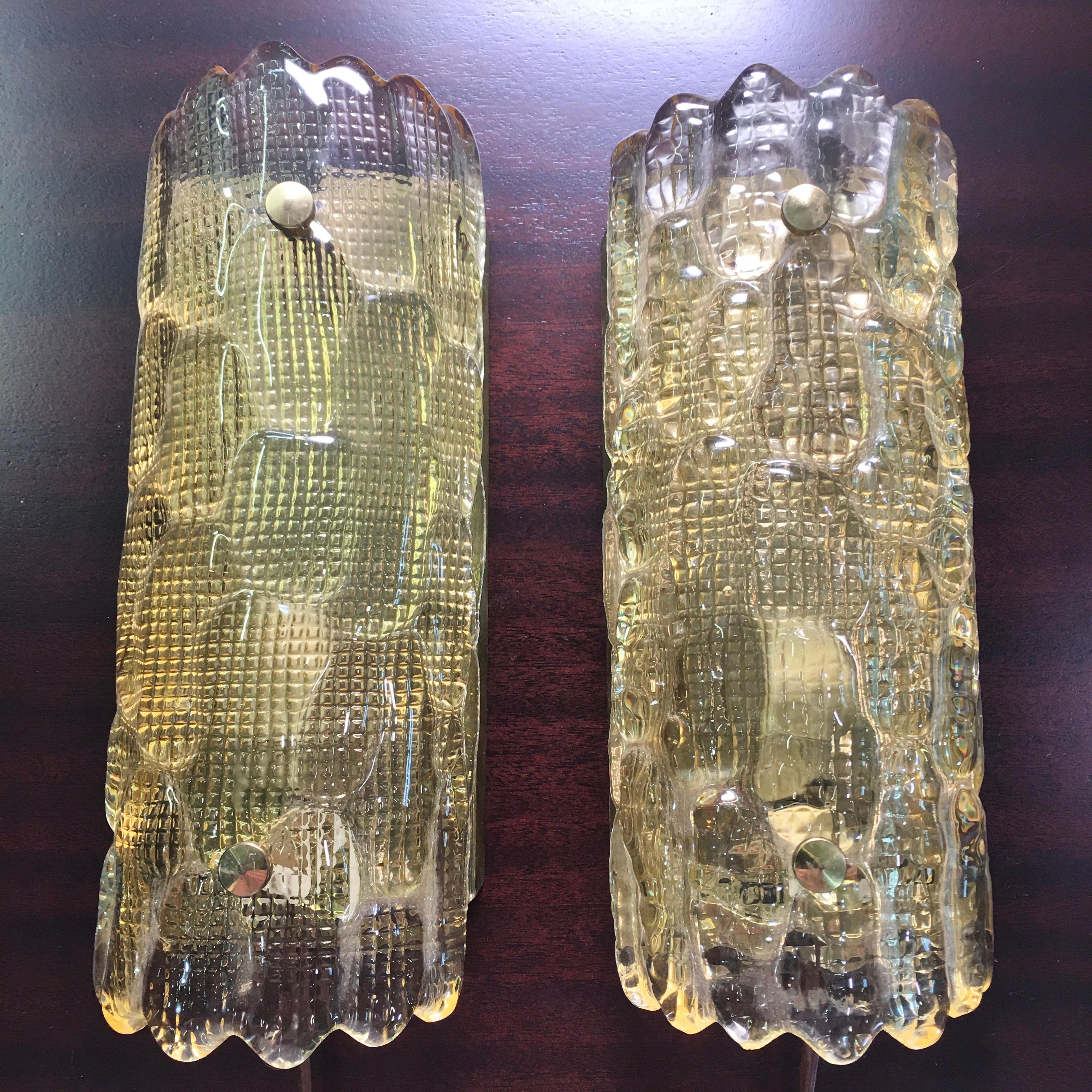 Pair of Orrefors Glass Wall Lights / Sconces by Carl Fagerlund  In Good Condition In Hanover, MA