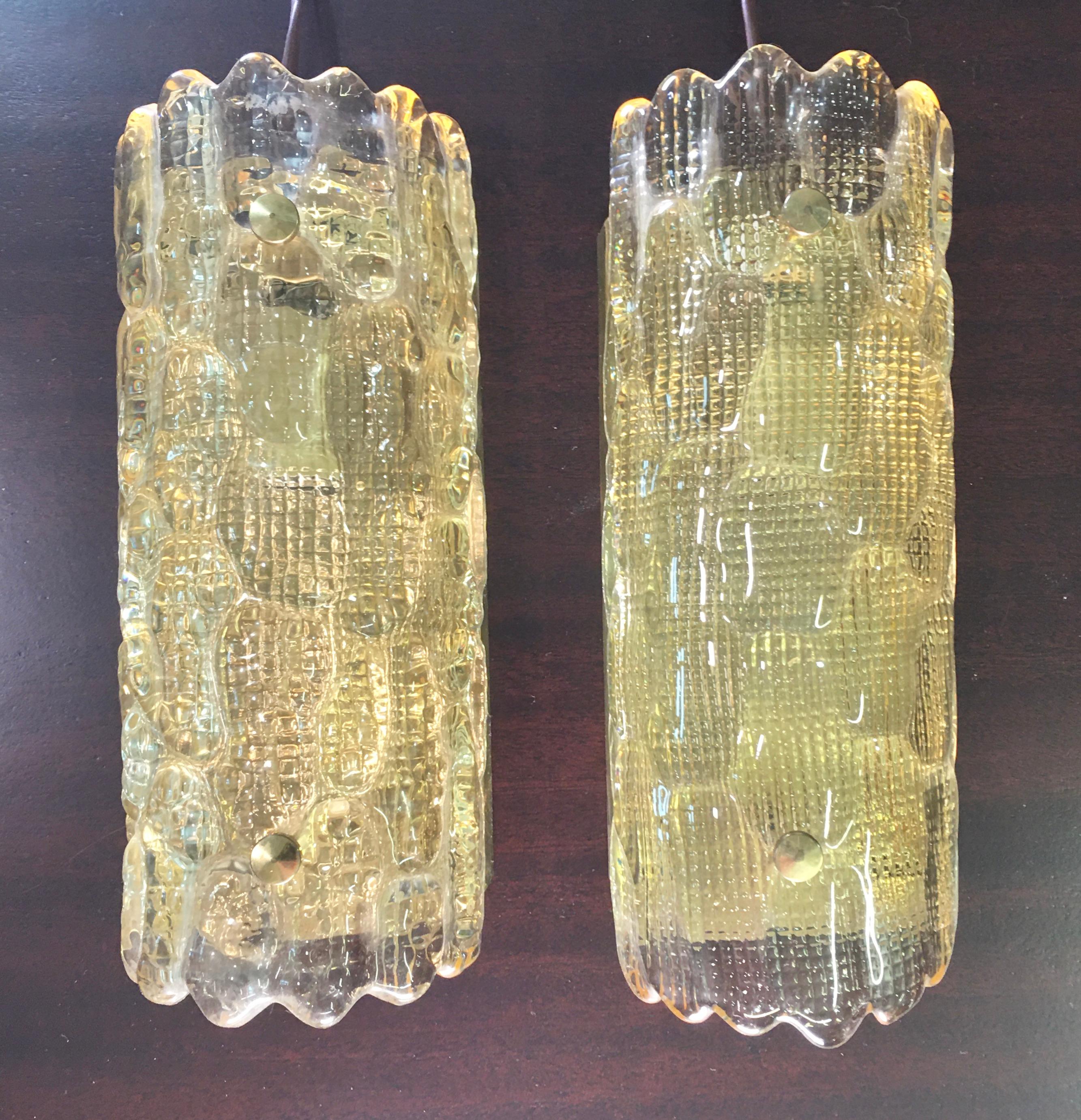 Pair of Orrefors Glass Wall Lights / Sconces by Carl Fagerlund  1