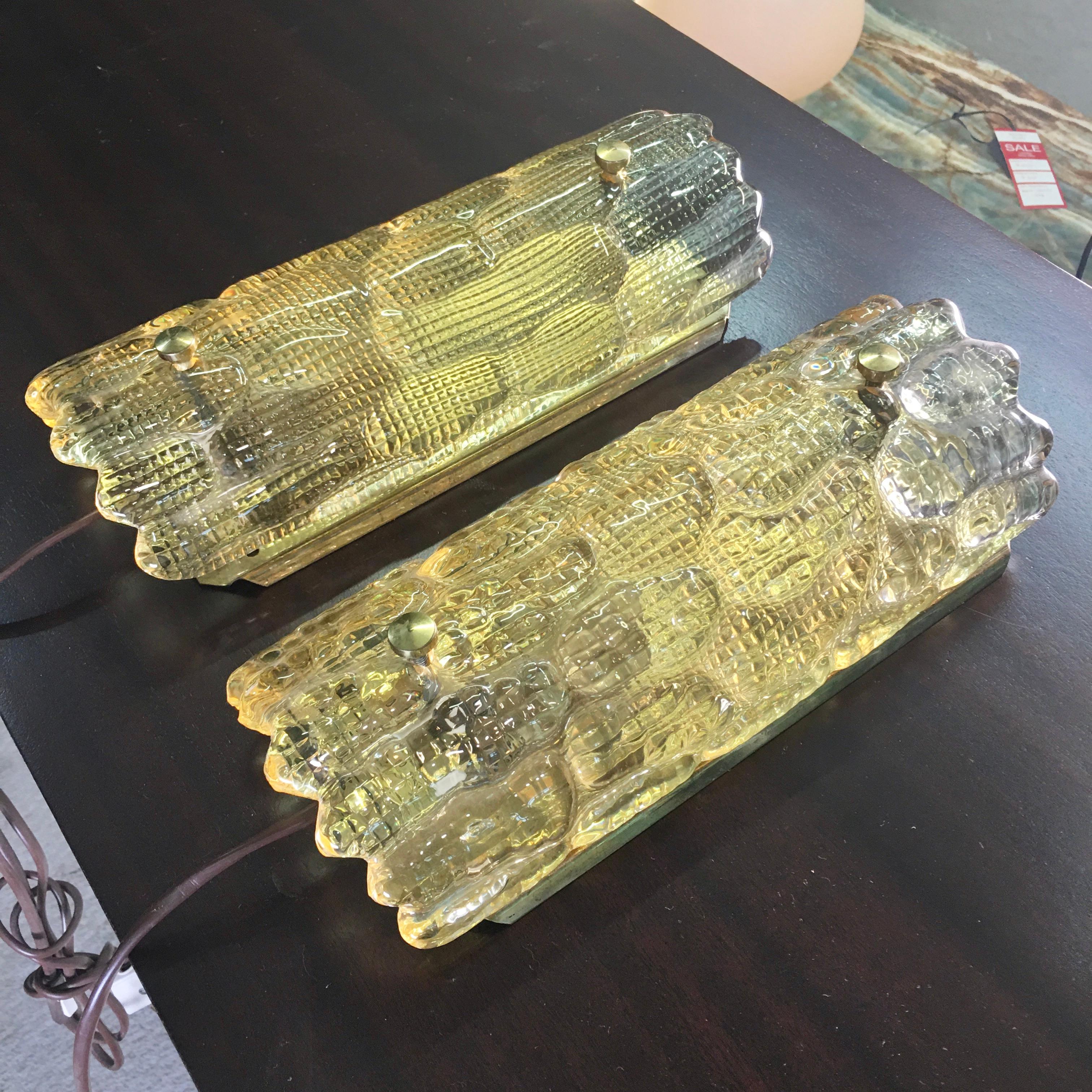 Pair of Orrefors Glass Wall Lights / Sconces by Carl Fagerlund  2