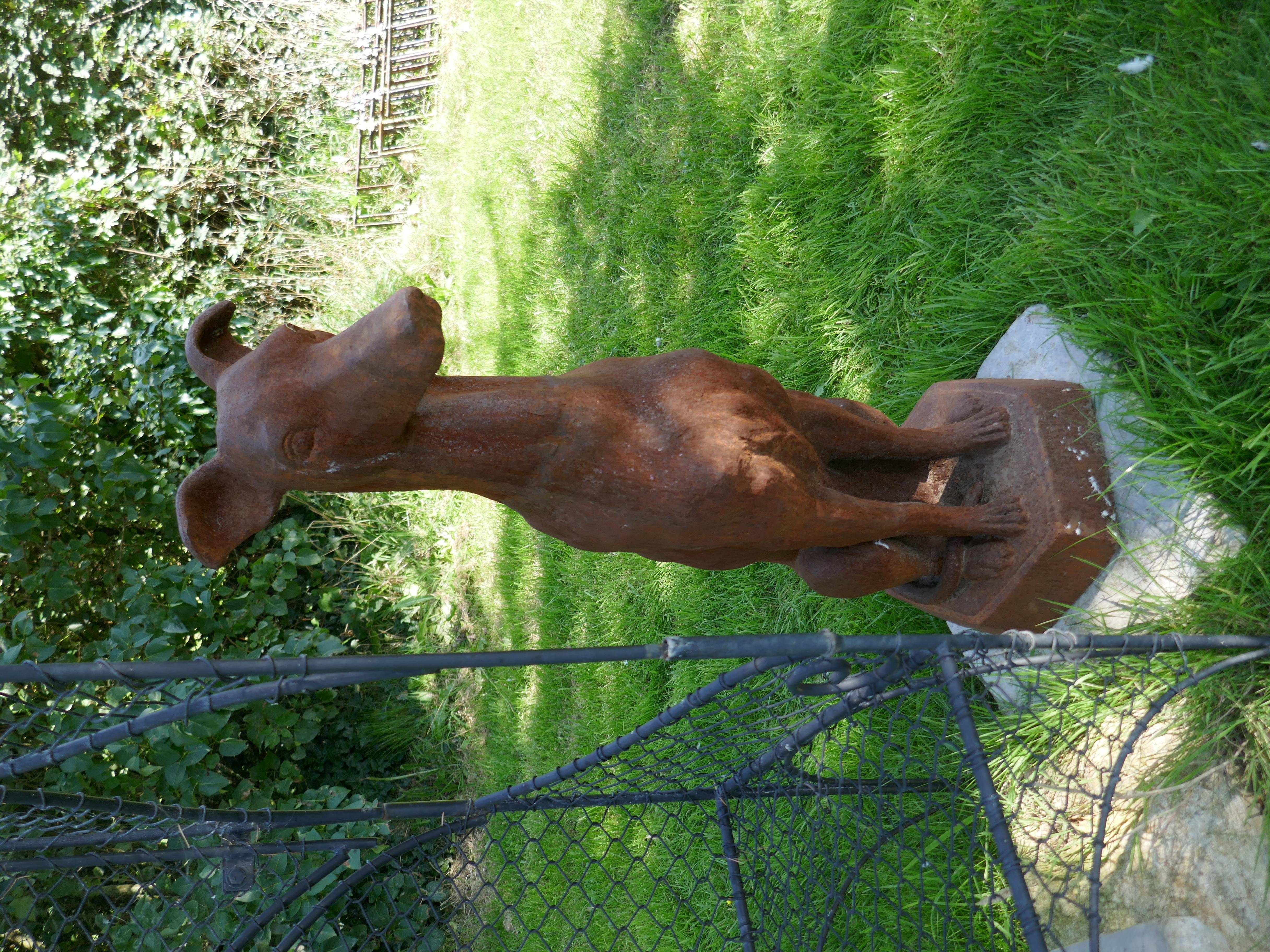 Pair of Large Outdoor Weathered Cast Iron Greyhound Dogs In Good Condition In Godshill, Isle of Wight