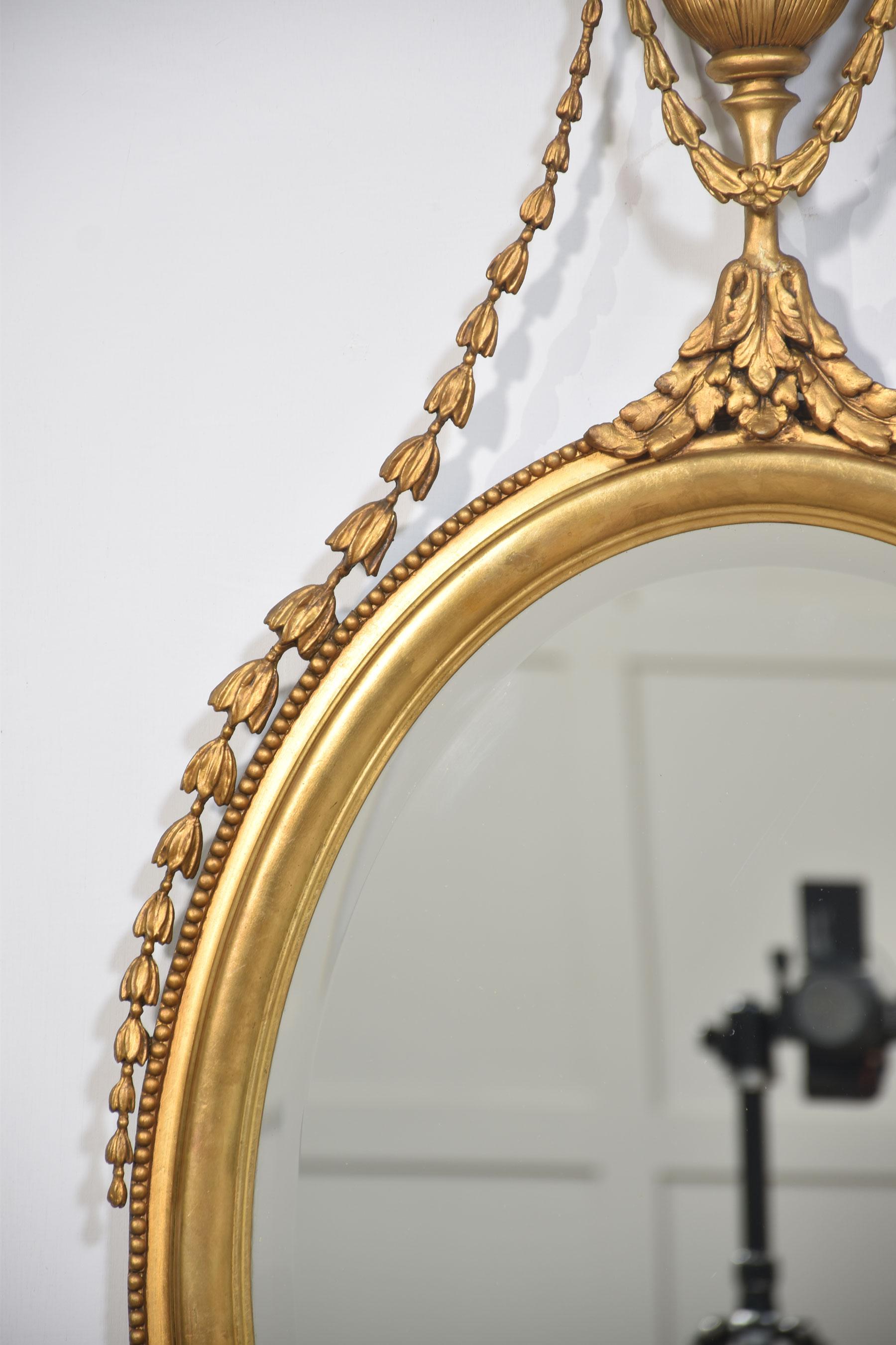 20th Century Pair of large oval wall mirrors For Sale