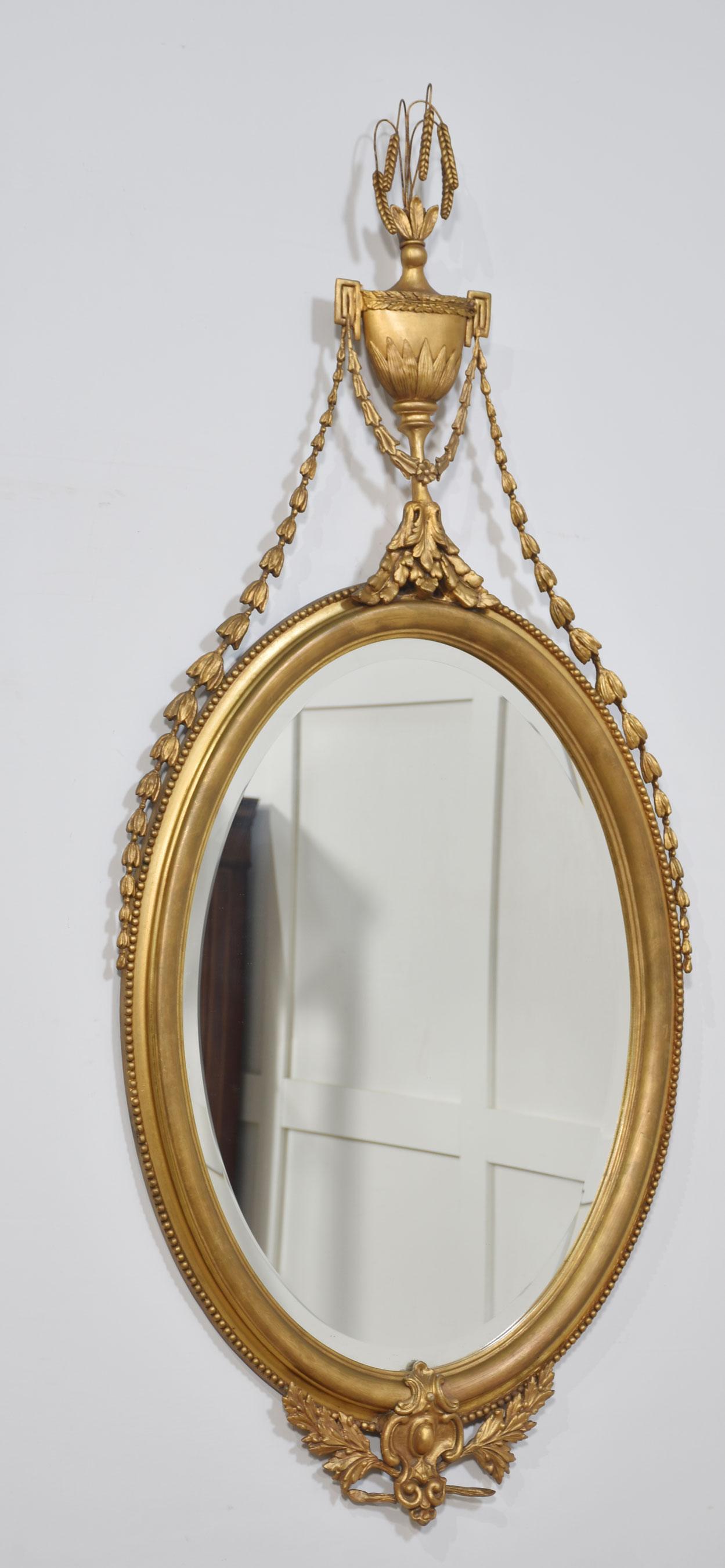 Pair of large oval wall mirrors For Sale 1
