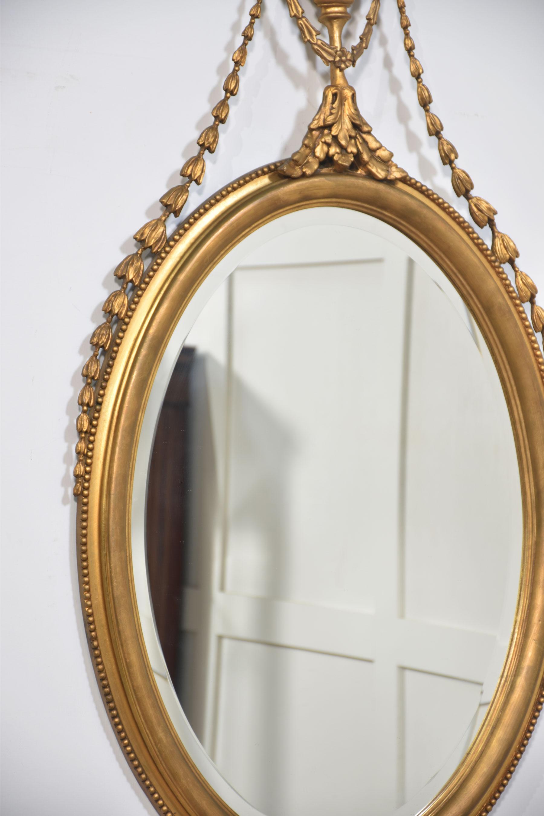 Pair of large oval wall mirrors For Sale 2