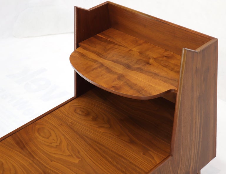 Pair of Large Oversize TwoDrawer Walnut Step End Side Tables by Drexel