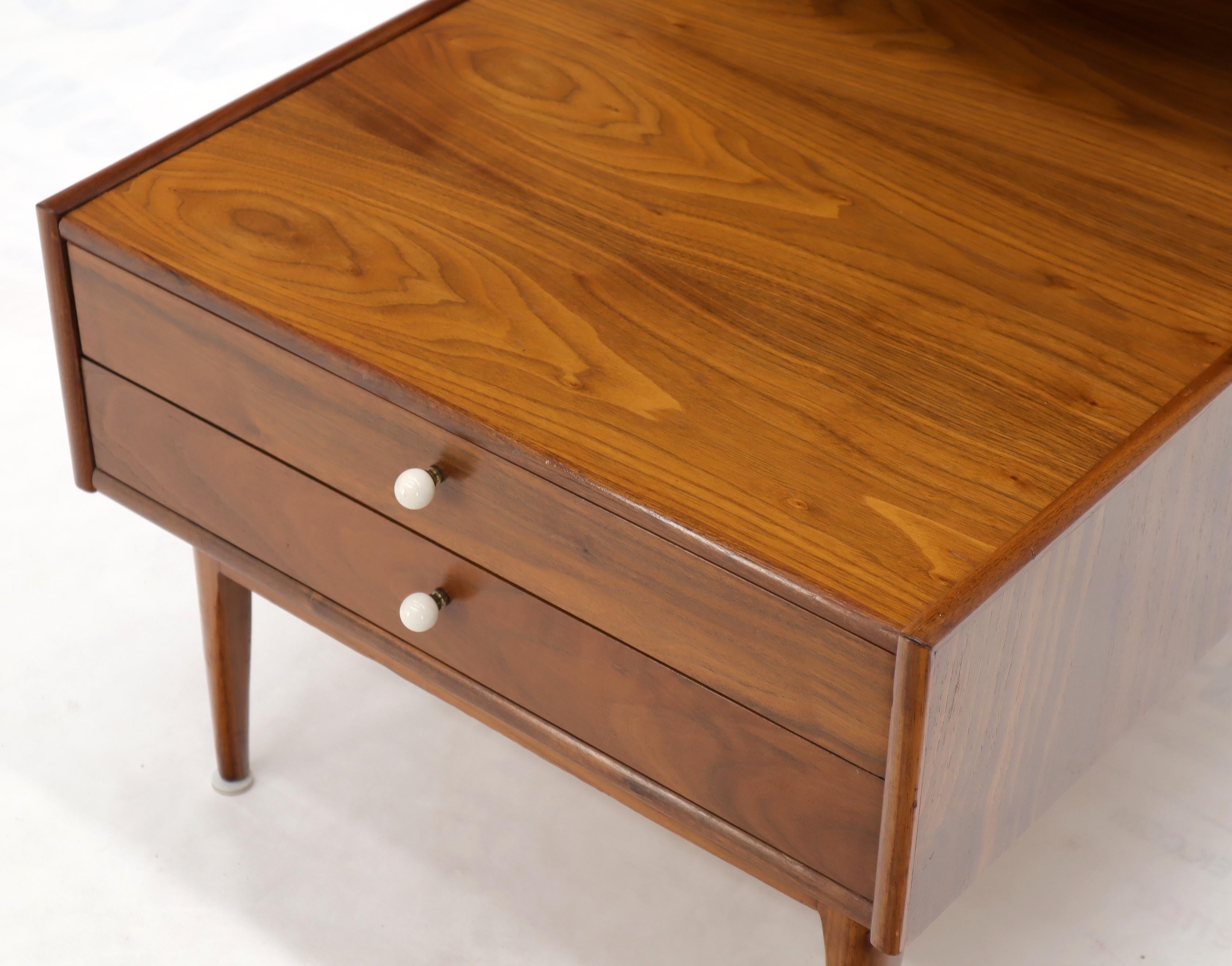 Pair of Large Oversize Two-Drawer Walnut Step End Side Tables by Drexel 3