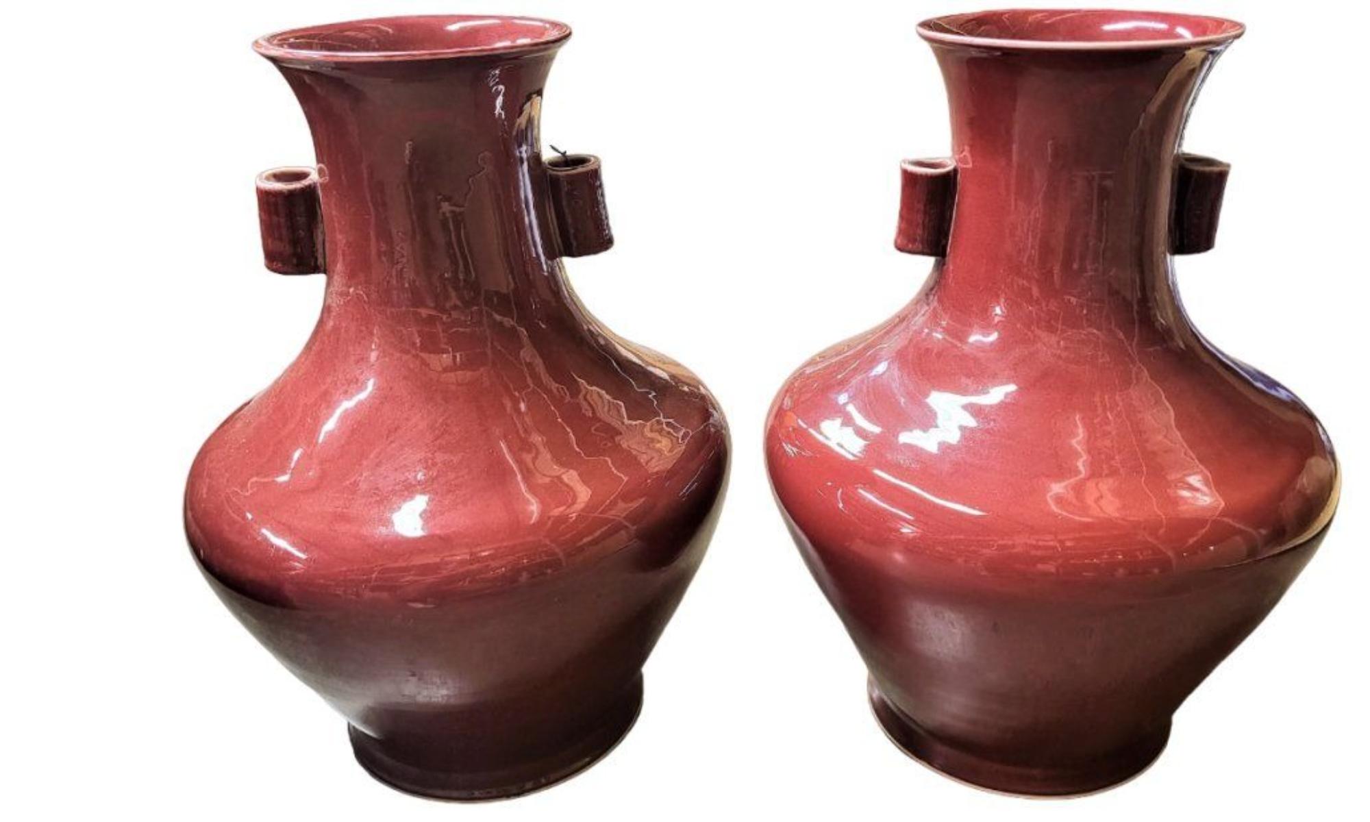 Beautiful large oxblood Chinese vases.They are 22