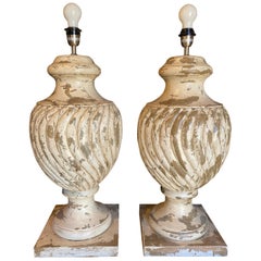Pair of Large Painted Lamps, circa 1920