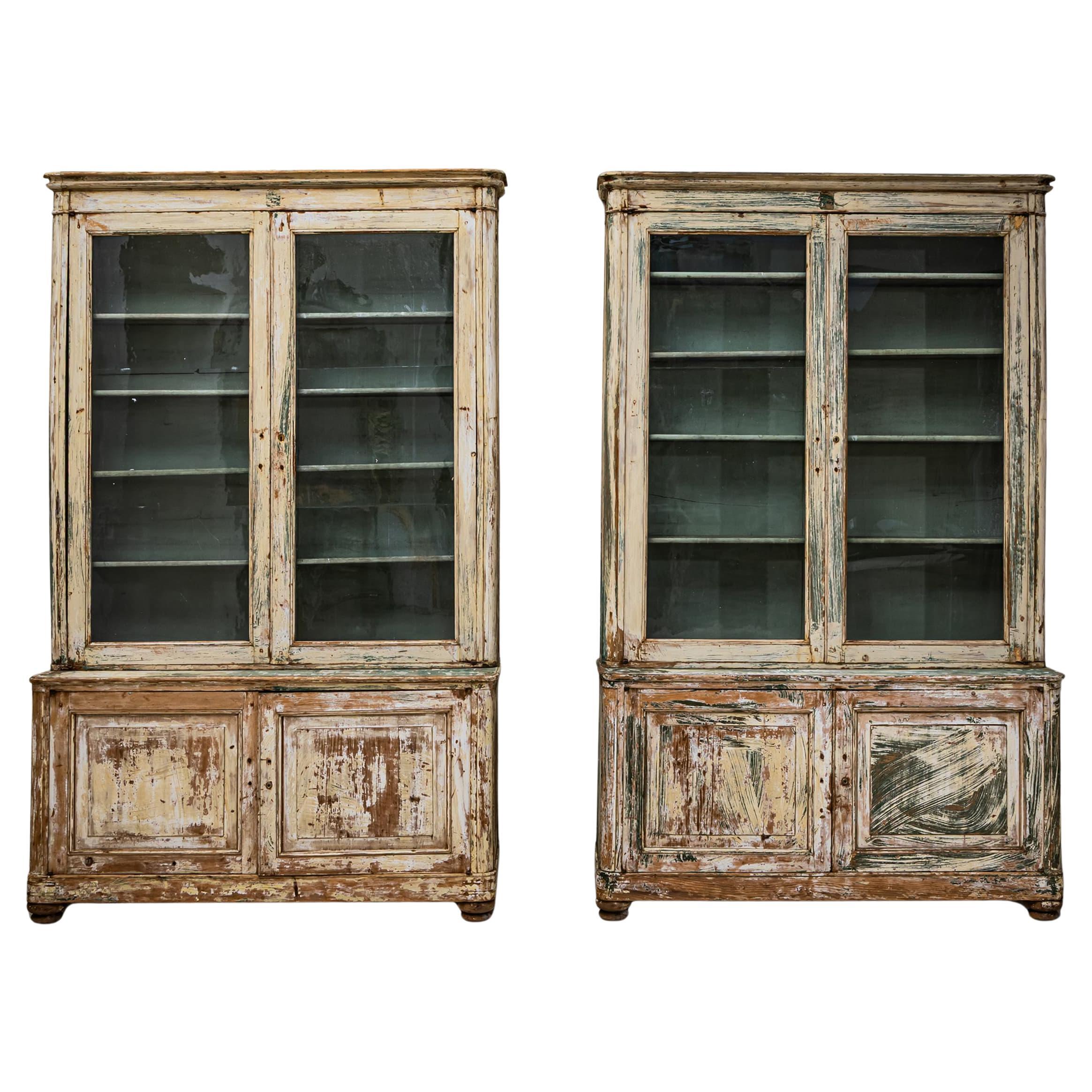 Pair of Large Painted Library Cabinets, Italy, circa 1840 For Sale
