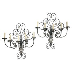 Pair of Large Painted Sconces