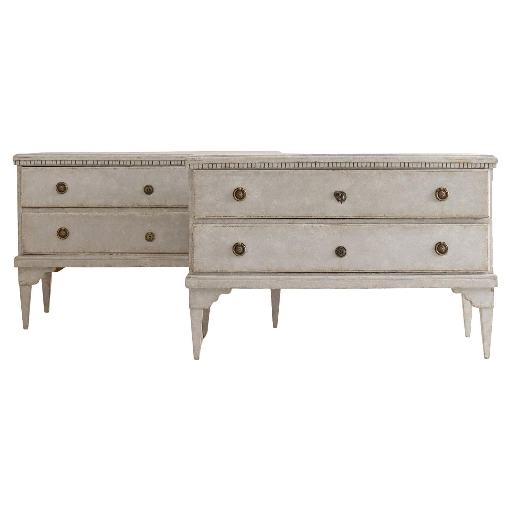 Pair of Large Painted Swedish Gustavian Chests, 18th Century