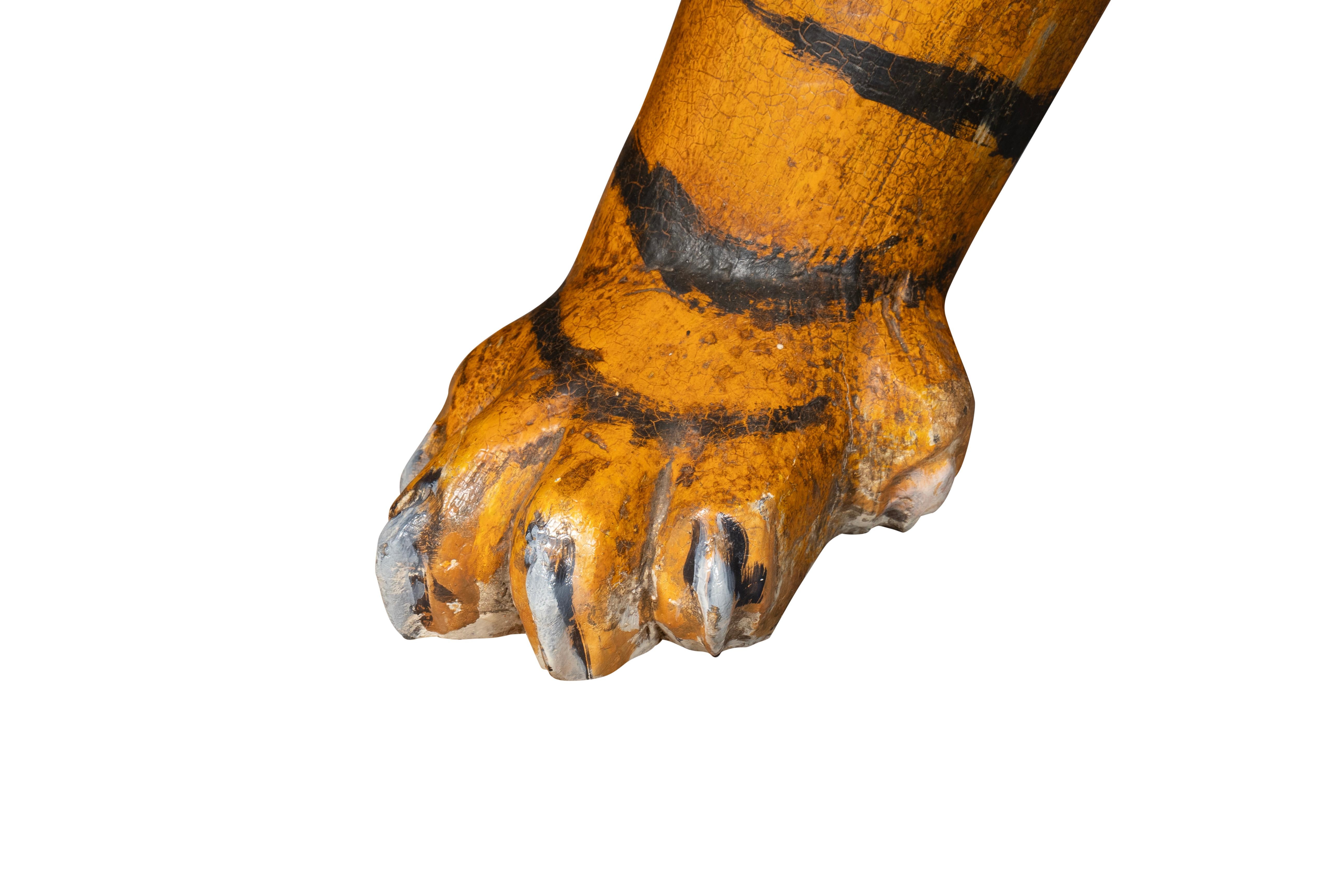 Pair Of Large Painted Wood Figures Of Tigers, Possibly From A Circus For Sale 5